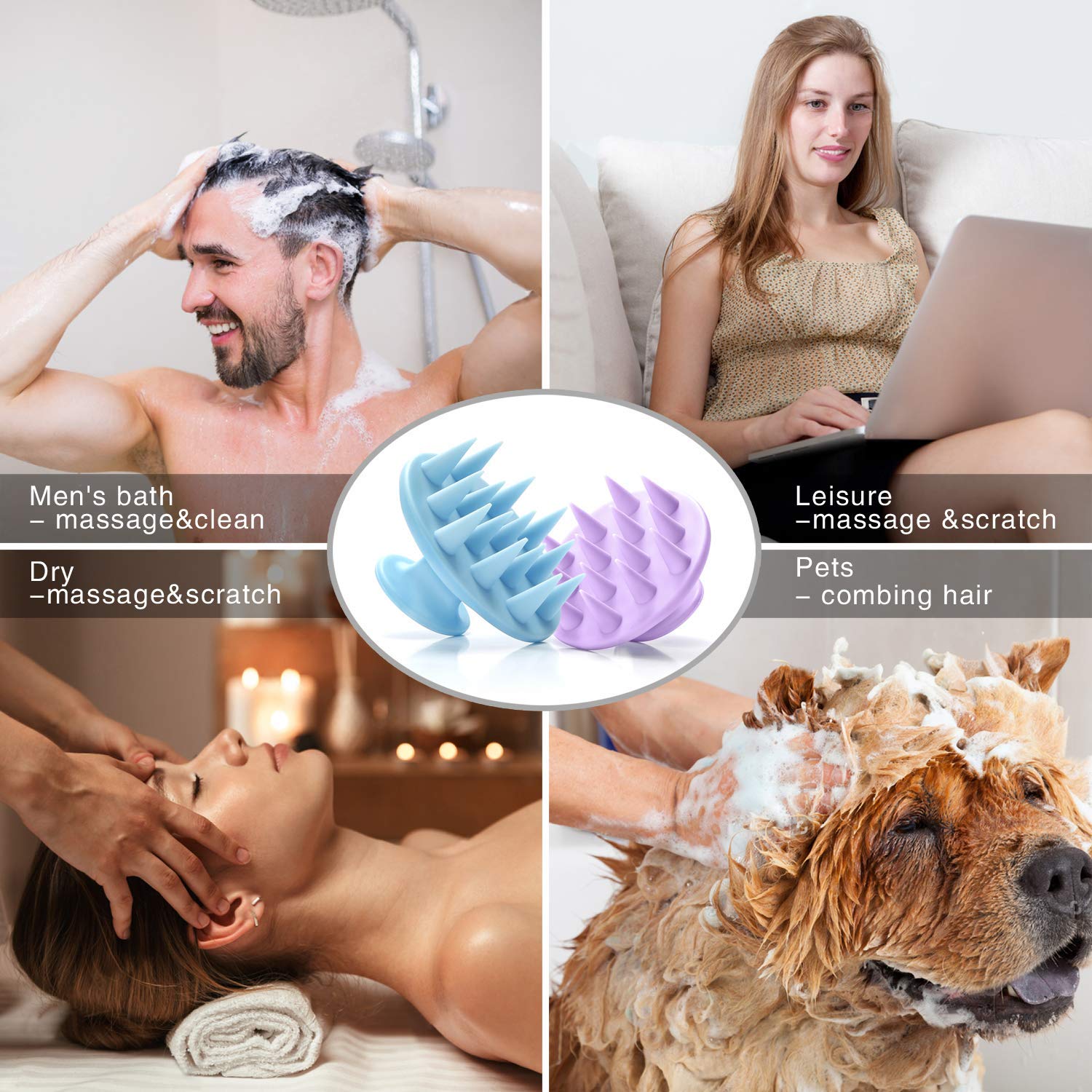 KitchenFest® Silicone Scalp Massage Brush - Shampoo & Hair Conditioner Tool for Deep Cleansing & Relaxation - Perfect for Salon, Home Spa & Daily Hair Care Routine