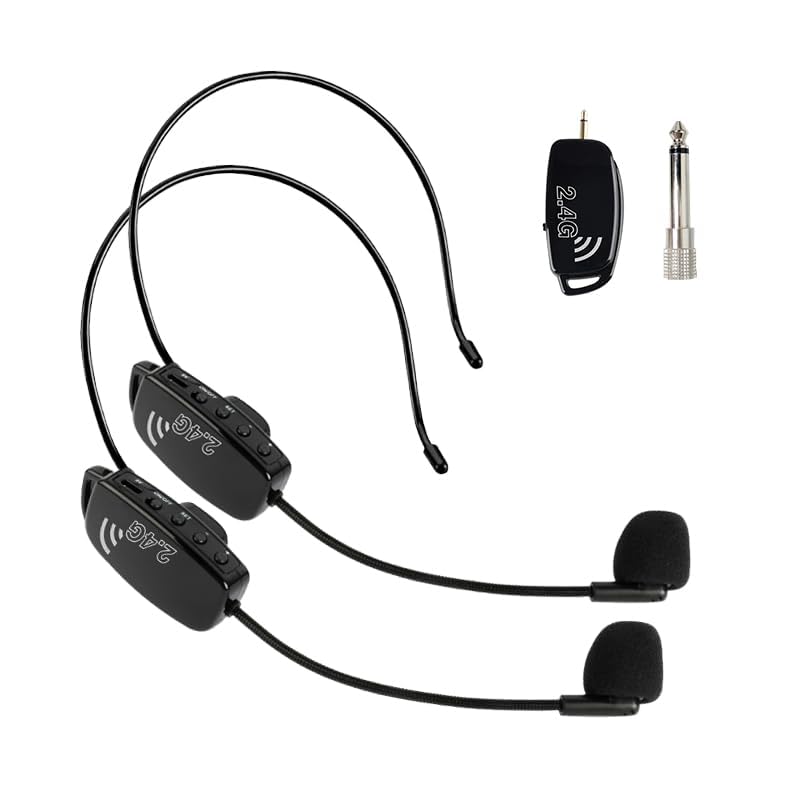 2.4G Dual Wireless Microphone System - Headset & Handheld Mic 2-in-1 for Teachers, Yoga Instructors, Fitness Trainers & Public Speakers | Perfect for Classroom Teaching, Group Fitness Classes, Yoga Sessions & Professional Presentations