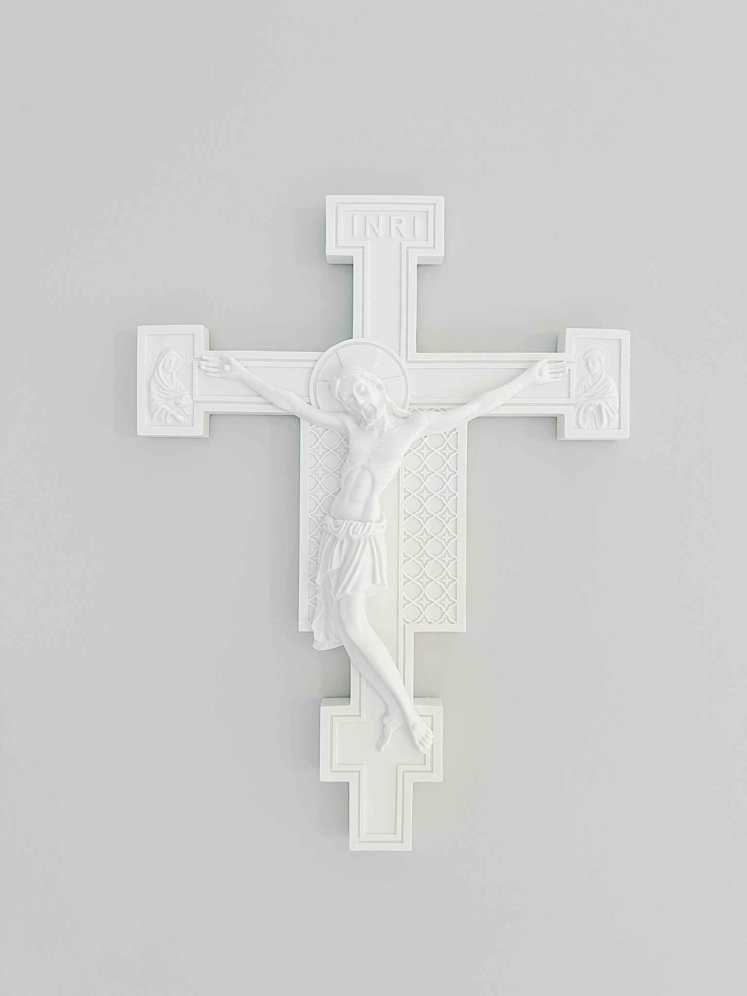 White Florentine Crucifix - Handcrafted Religious Cross Pendant for Necklace - Perfect for Gifts, Baptism, First Communion & Spiritual Jewelry