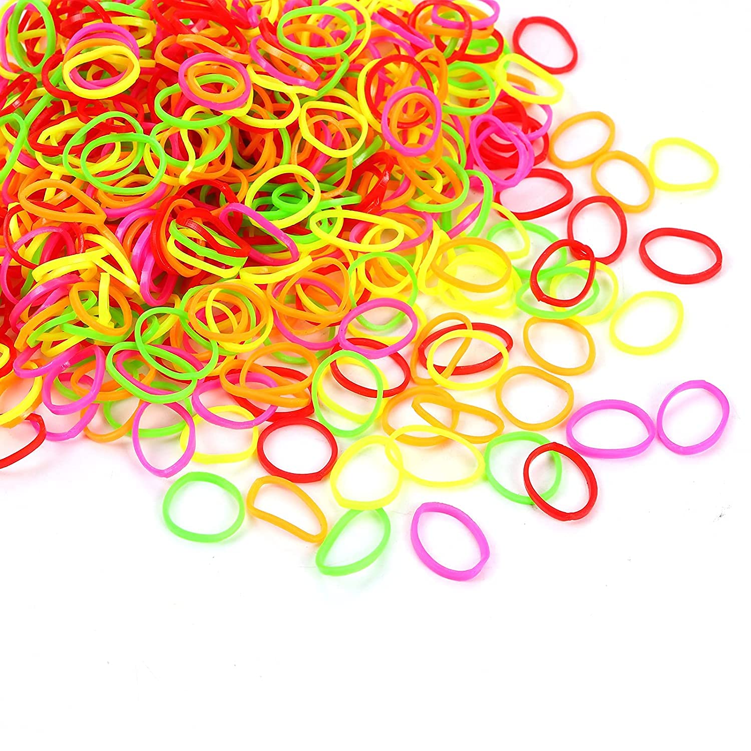 Belicia Strong Black Hair Rubber Bands - 500 Pieces No Damage Ponytail Holders for Women & Girls (Small, Thickened Circle, Fluorescent Mixing) - Perfect for School, Workouts, Sports & Daily Hairstyling