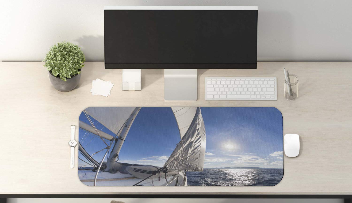 Ambesonne Sailboat Themed Non-Slip Rubber Mouse Pad - 31