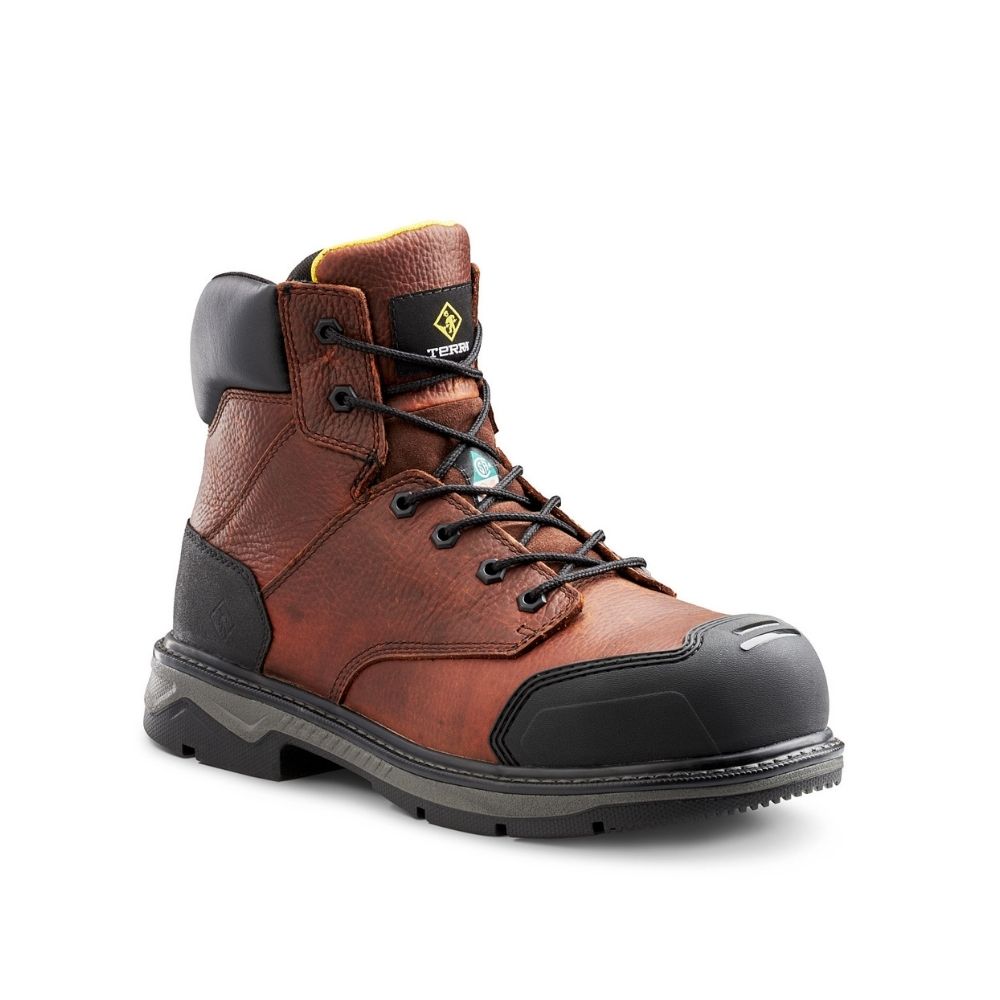 Terra Patton TR0A4NS6BRN Unisex Steel Toe Work Boots - CSA Certified Safety Shoes for Construction & Industrial Work (Brown)