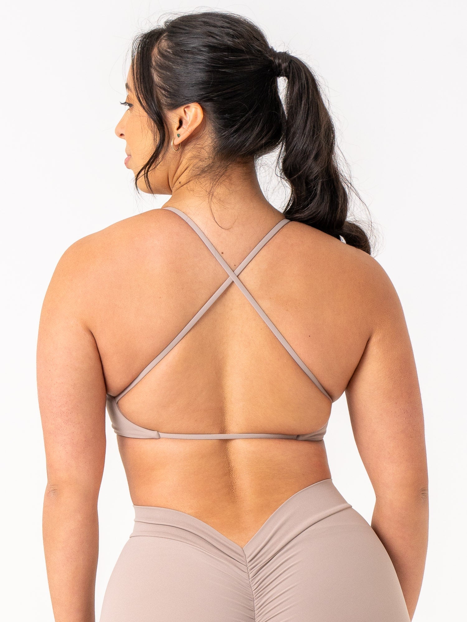 NKD Twist Sports Bra for Women - High Support Workout Top, Breathable & Comfortable for Running, Yoga, Gym - Taupe Color