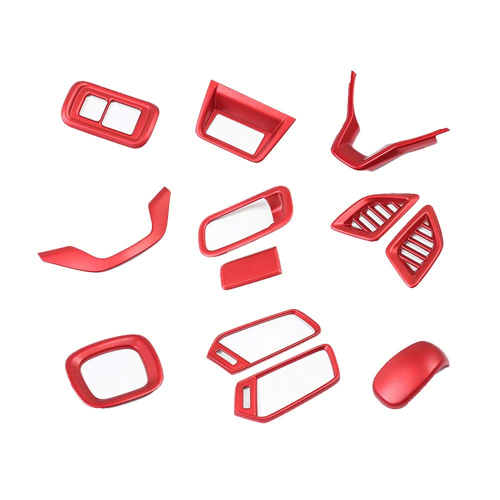 BOYUER 12-Piece Interior Accessories Kit for 10th Gen Honda Accord (2018-2022) - Center Console Cover, Gear Box Trim, Steering Wheel Decoration Stickers - Red Car Interior Upgrade Accessories - Perfect for Customization & Car Show Display