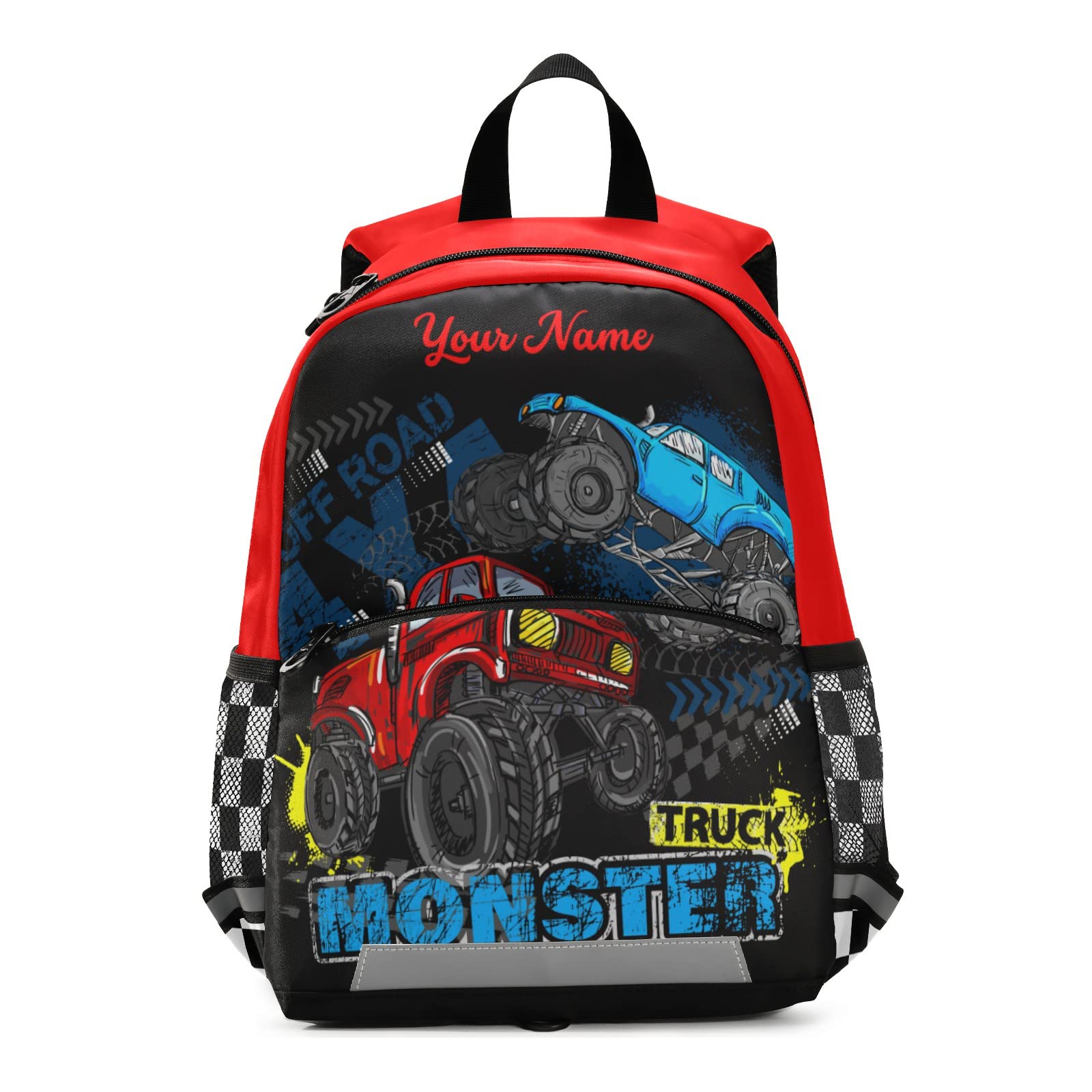Personalized Monster Truck Backpack for Boys - 13 Inch Kids School Backpack with Name Customization | Durable Toddler Backpack for School, Travel & Outdoor Adventures