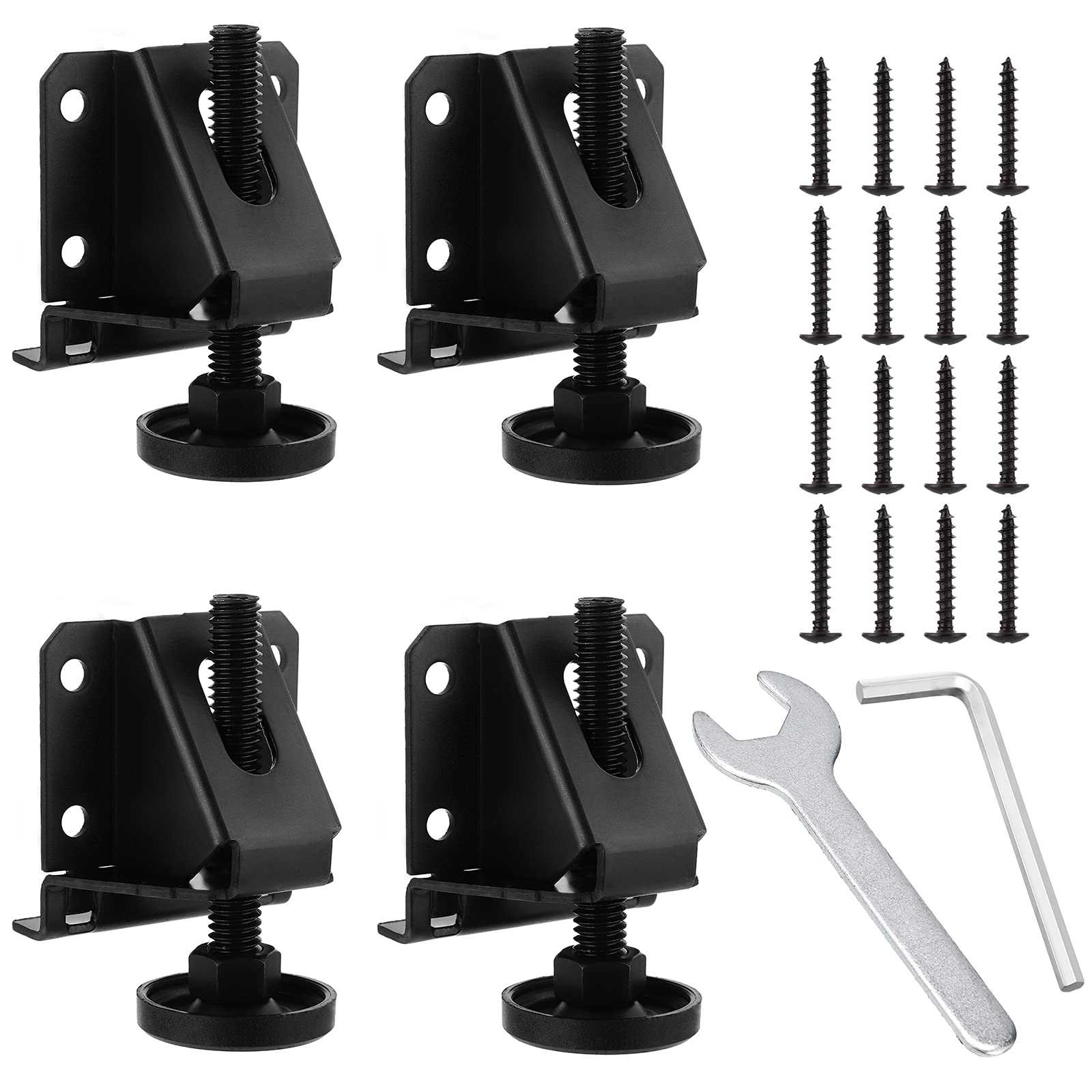BTSKY 4 Pack Heavy Duty Adjustable Furniture Leveling Feet with Hexagon Nuts - Black Furniture Legs for Chairs, Tables, Cabinets, Workbenches & Shelving Units | Perfect for Uneven Floors & Home Office Setup
