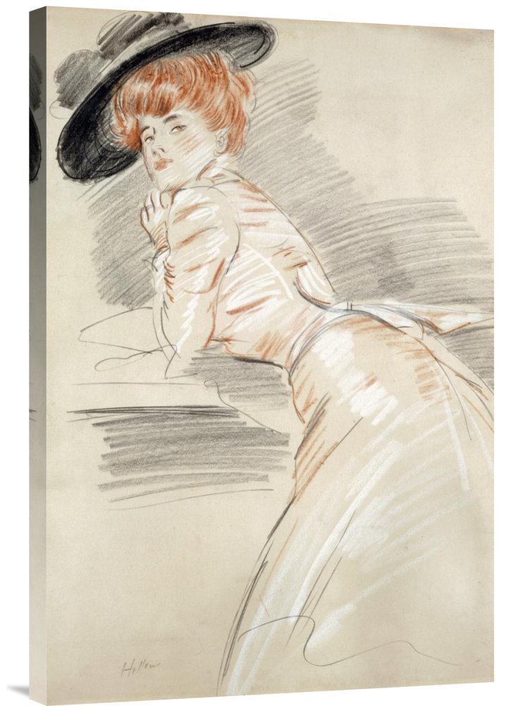 Paul-Cesar Madame Helleu in A Hat Gallery Wrap Canvas Wall Art Print - Premium Giclee Reproduction - Home & Office Decor, Living Room, Bedroom Wall Art