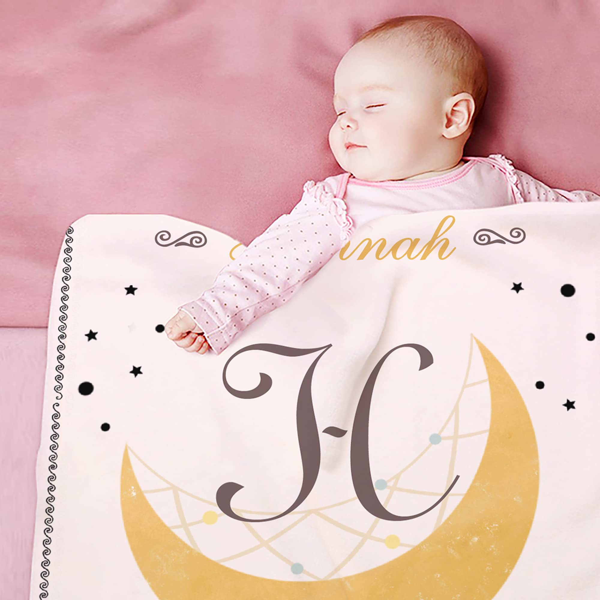 Personalized Baby Blankets for Boys & Girls with Name - Ultra Soft Newborn Blanket | Custom Embroidered Baby Name Blanket | Kids Throw Blanket for Nursery, Stroller & Photo Shoots | Perfect Baby Shower Gift