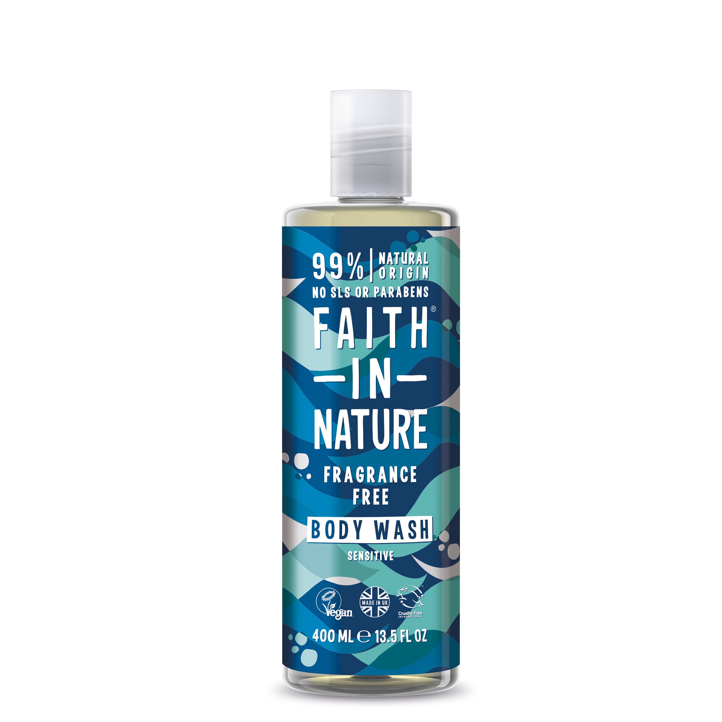 Faith In Nature Fragrance Free Body Wash - Gentle Vegan & Natural Formula for Sensitive Skin - Daily Moisturizing Shower Gel for Dry Skin Care - Perfect for Home, Spa & Travel Use