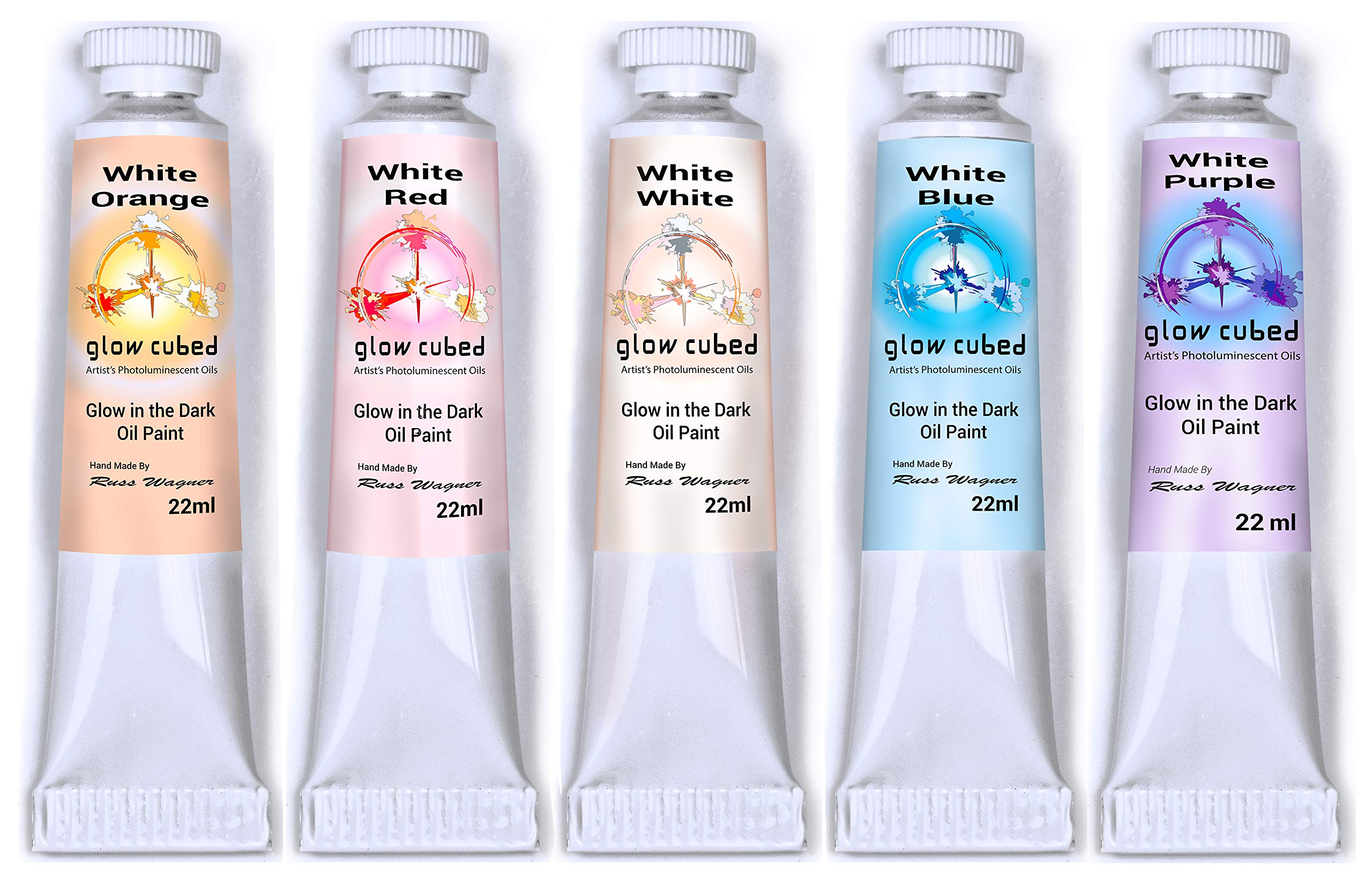 Glow in The Dark Oil Paint - Professional Luminescent Phosphorescent Self-Luminous Artist Paint Set (White) for Canvas, Wood, Halloween Decor & DIY Night Art Projects