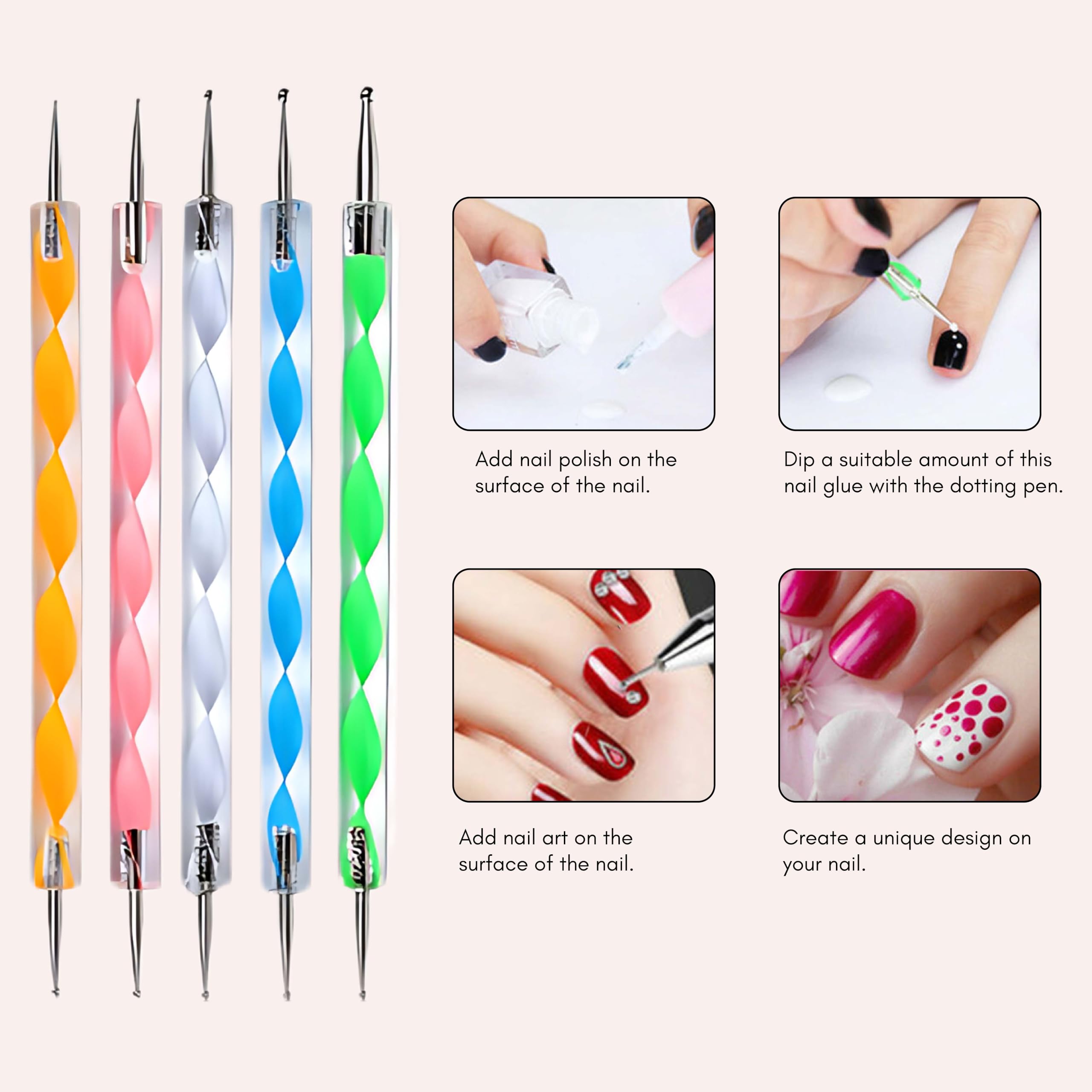 20 Pcs Professional Nail Art Brush Set for Acrylic, UV Gel & Nail Design - Dotting Tools, Painting Pens & Polish Brushes Kit for Salon, Home Manicure & DIY Nail Art