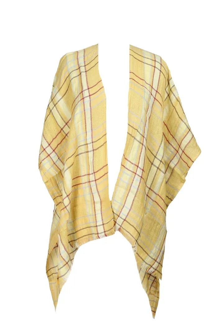 Stylish Linen Cotton Plaid Kimono Robe - Lightweight & Breathable for Women - Perfect for Lounge, Beach Cover-Up & Boho Outfits