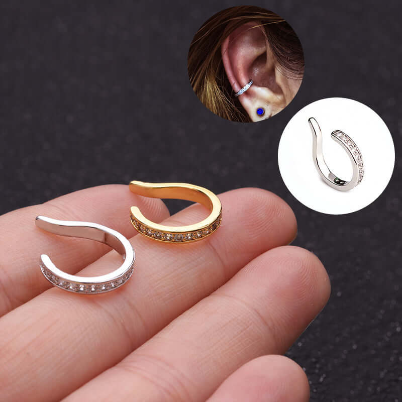 18K Gold No-Piercing Minimalist Cartilage Ear Cuff - Elegant Spiral Ear Cuff Jewelry for Women | HSPJ1906 | Perfect for Everyday Wear, Parties & Special Occasions