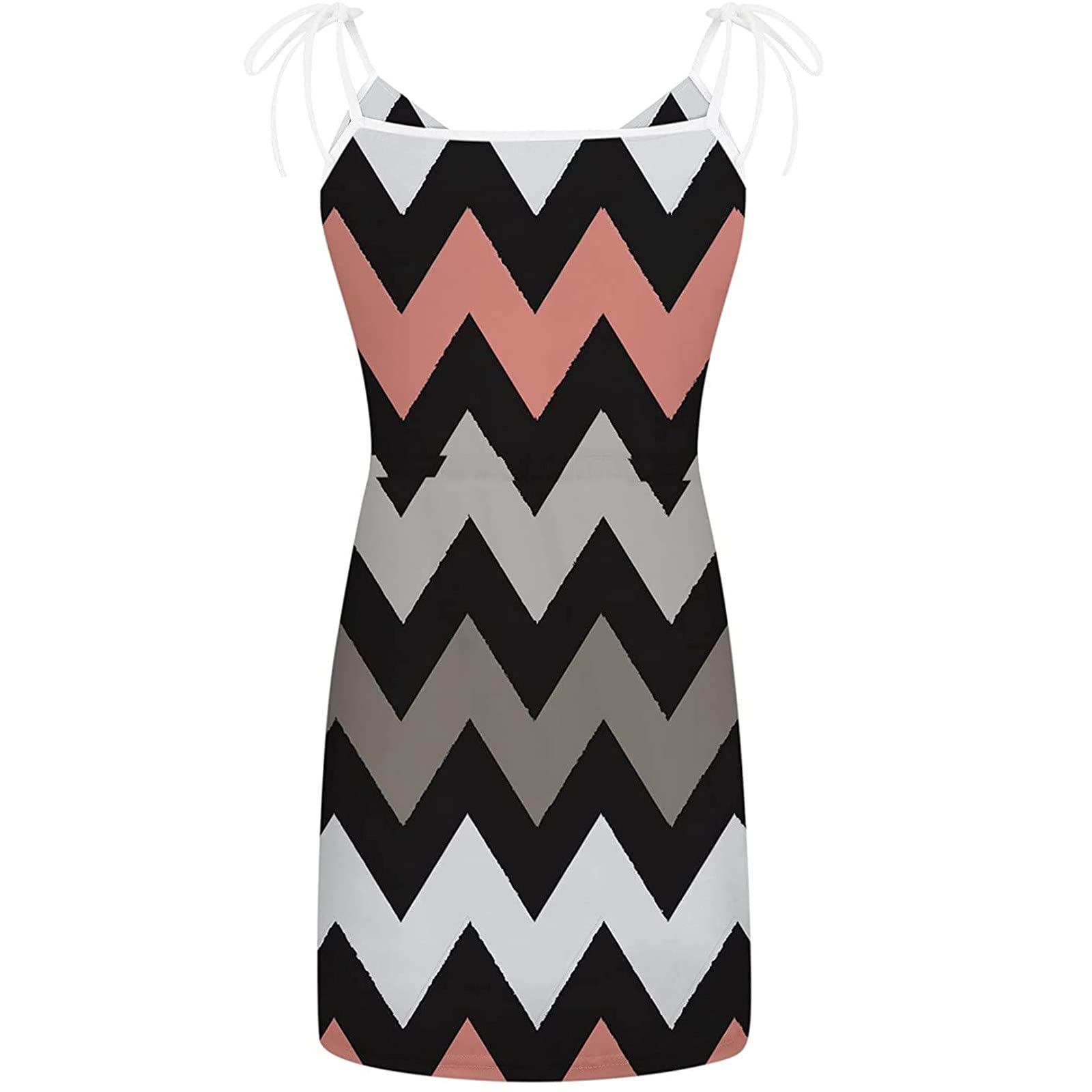 Women's Summer Casual Sleeveless V-Neck Striped Spaghetti Strap Swing Dress with Belt - A13 Black | Perfect for Beach Vacations, Date Nights & Summer Parties