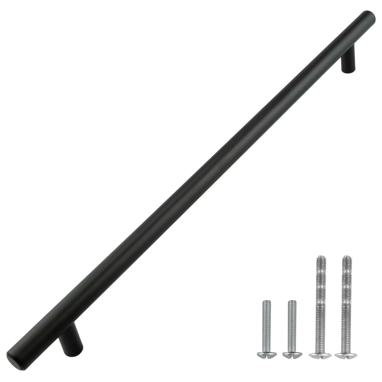 Stainless Steel Euro Cabinet Handles 10 Pack - Matte Black for Kitchen & Bathroom