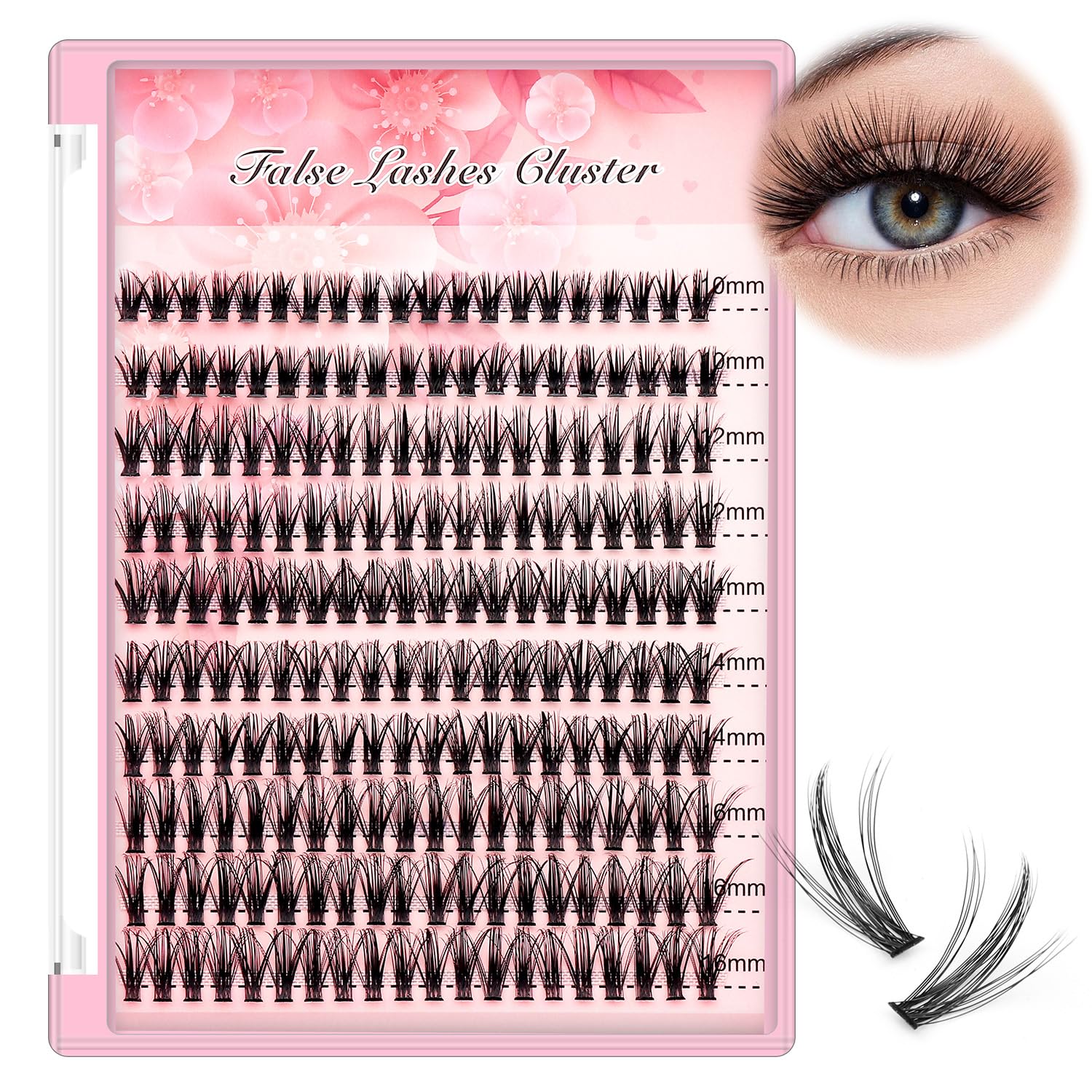 Bodermincer 30D D Curl 200pcs Mixed Length Eyelash Extensions (10-12-14-16mm & 14-16-18mm) - Natural Individual Cluster Lashes for Volume & Length - Perfect for Bridal, Party & Everyday Makeup Looks
