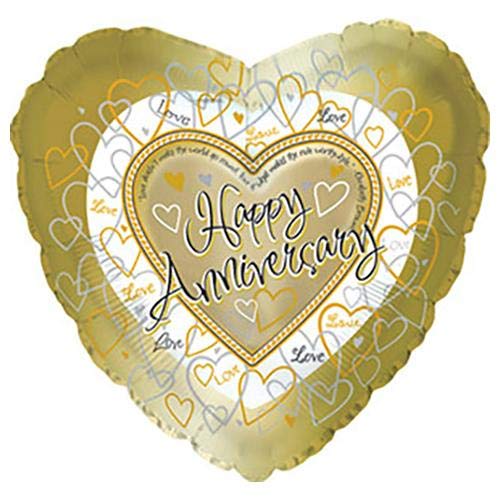 LOONBALLOON 17 Inch Gold & Silver Anniversary Balloons - Perfect for Wedding Anniversaries, Birthday Parties & Romantic Celebrations
