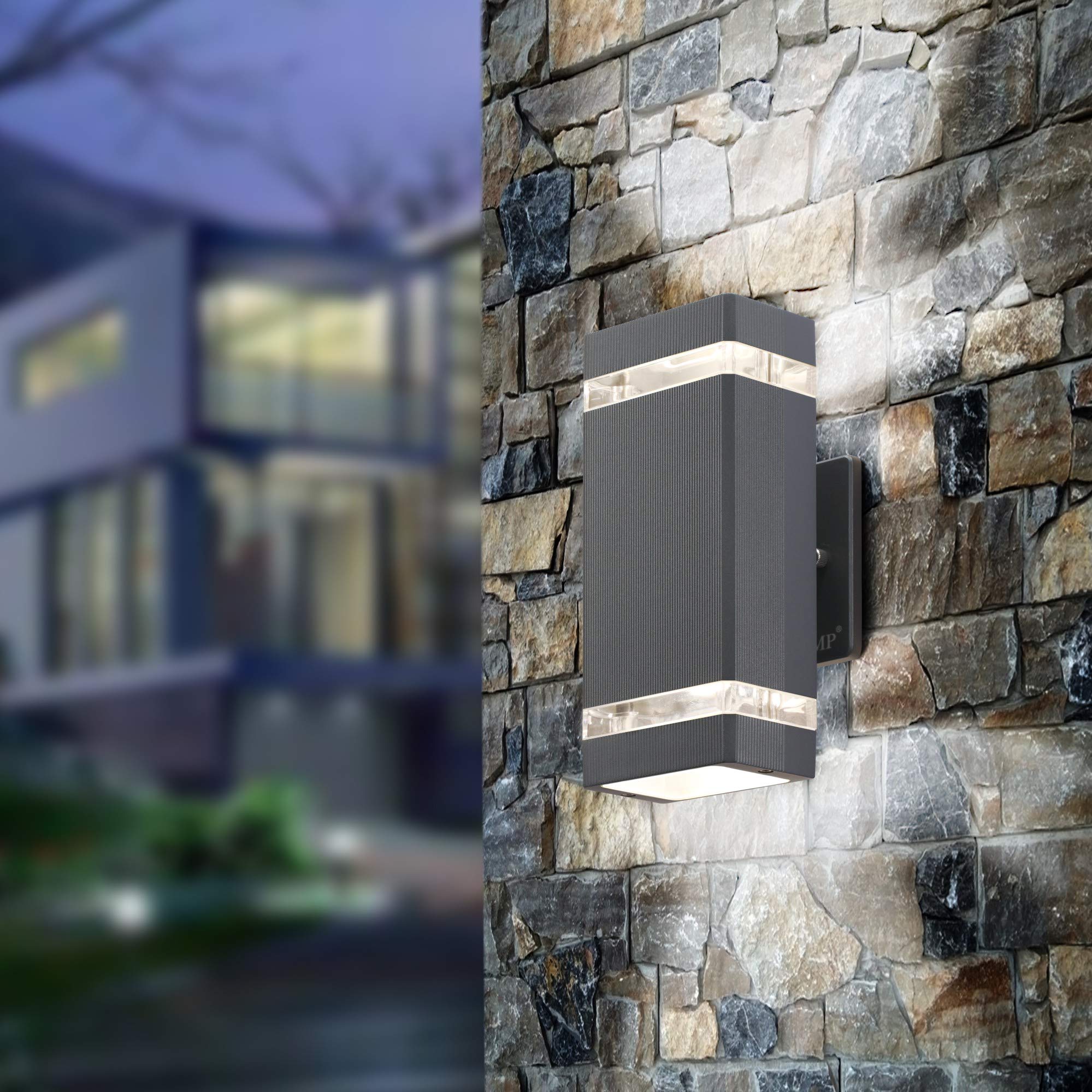 4 Pack LED Square Up and Down Wall Lights - 3000K Warm White, 5W Waterproof Outdoor Lighting with Aluminum Housing & ETL Certification - Perfect for Patio, Garden, Porch, and Facade Illumination