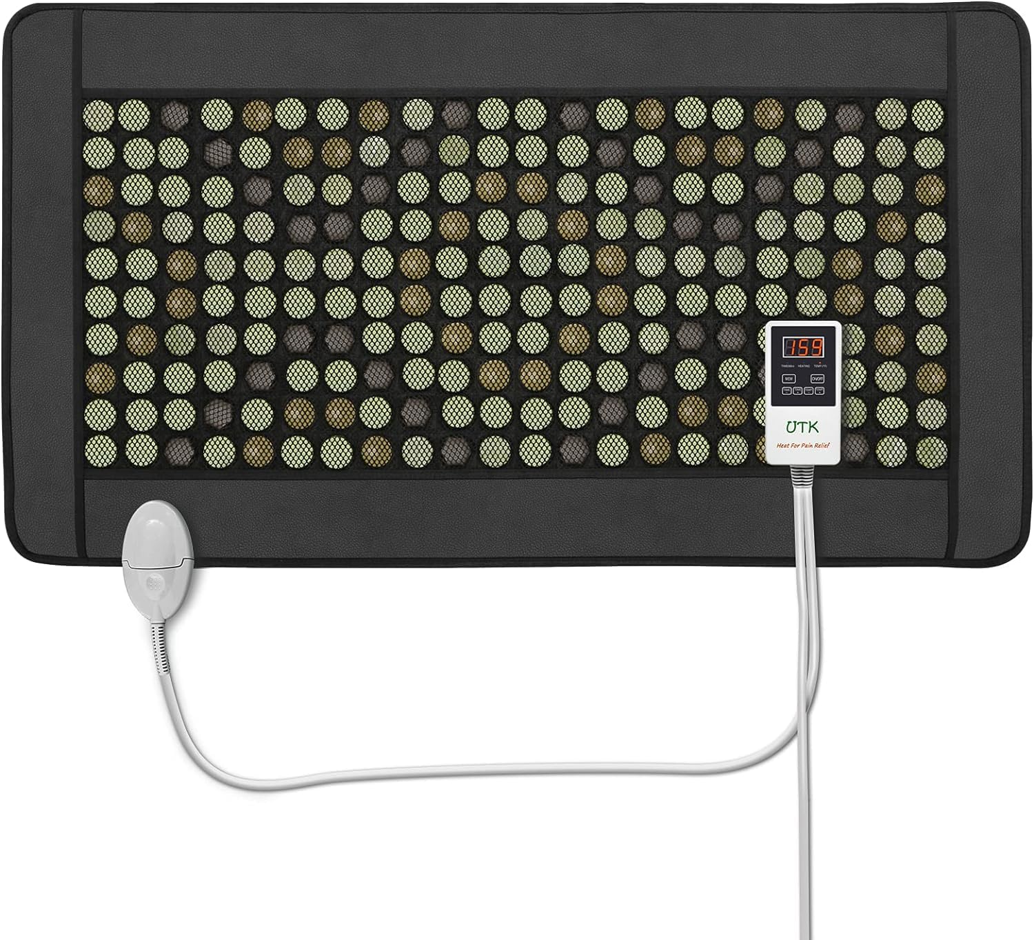 UTK Quantum Wave Heating Mat - Infrared Heating Pad with 32 Passive Magnet Stones, 40 Tourmaline Stones & 148 Natural Jade Stones - Memory Function & Auto Shut Off (21'' x 38'') - Perfect for Back Pain Relief, Muscle Relaxation & Home Therapy