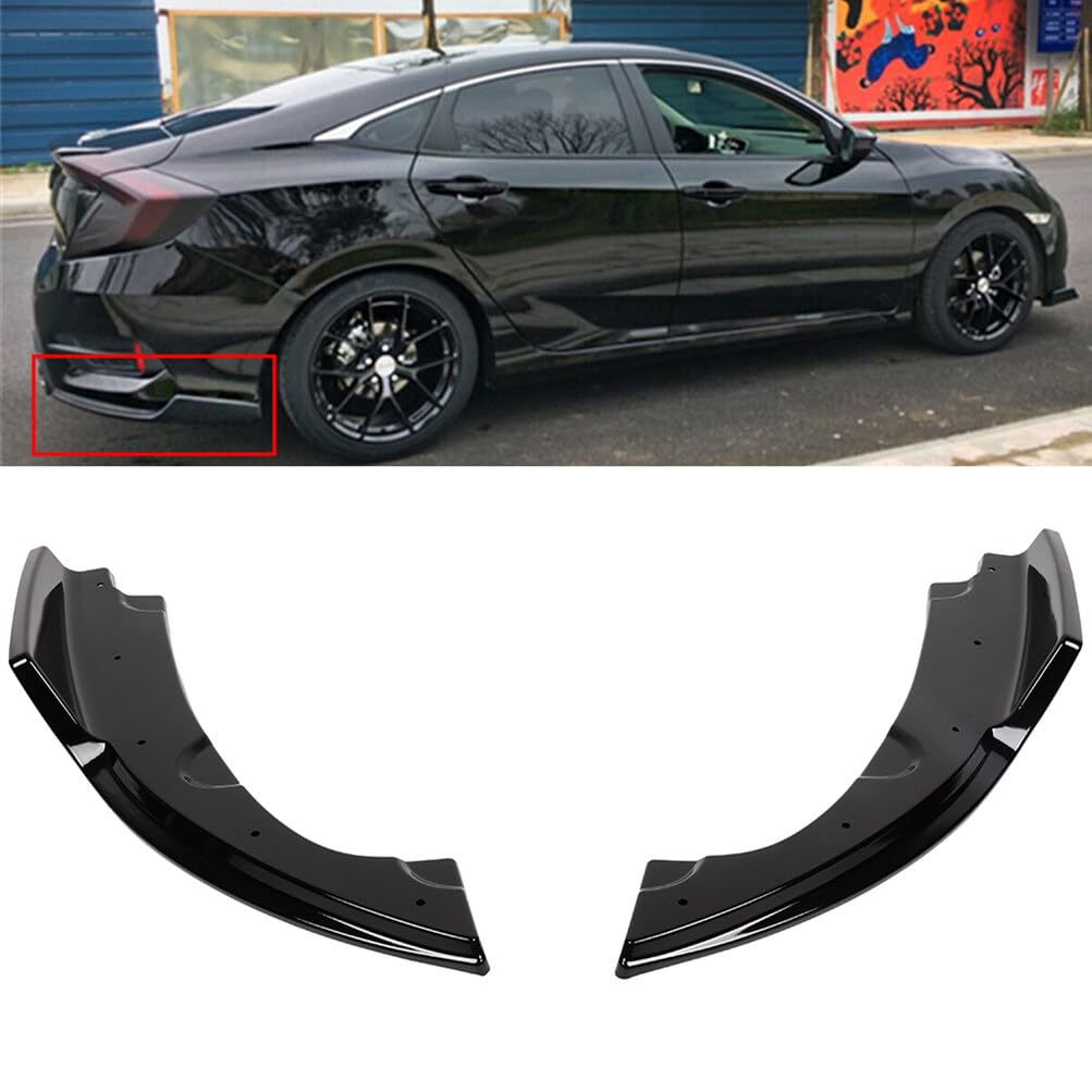 FINDAUTO PP Rear Bumper Lip Body Kit Spoiler for 2016-2019 Honda Civic Sedan - Lower Side Lip Canards Diffuser Splitter Apron Valence - Enhances Aerodynamics & Sporty Look for Street Racing & Car Shows