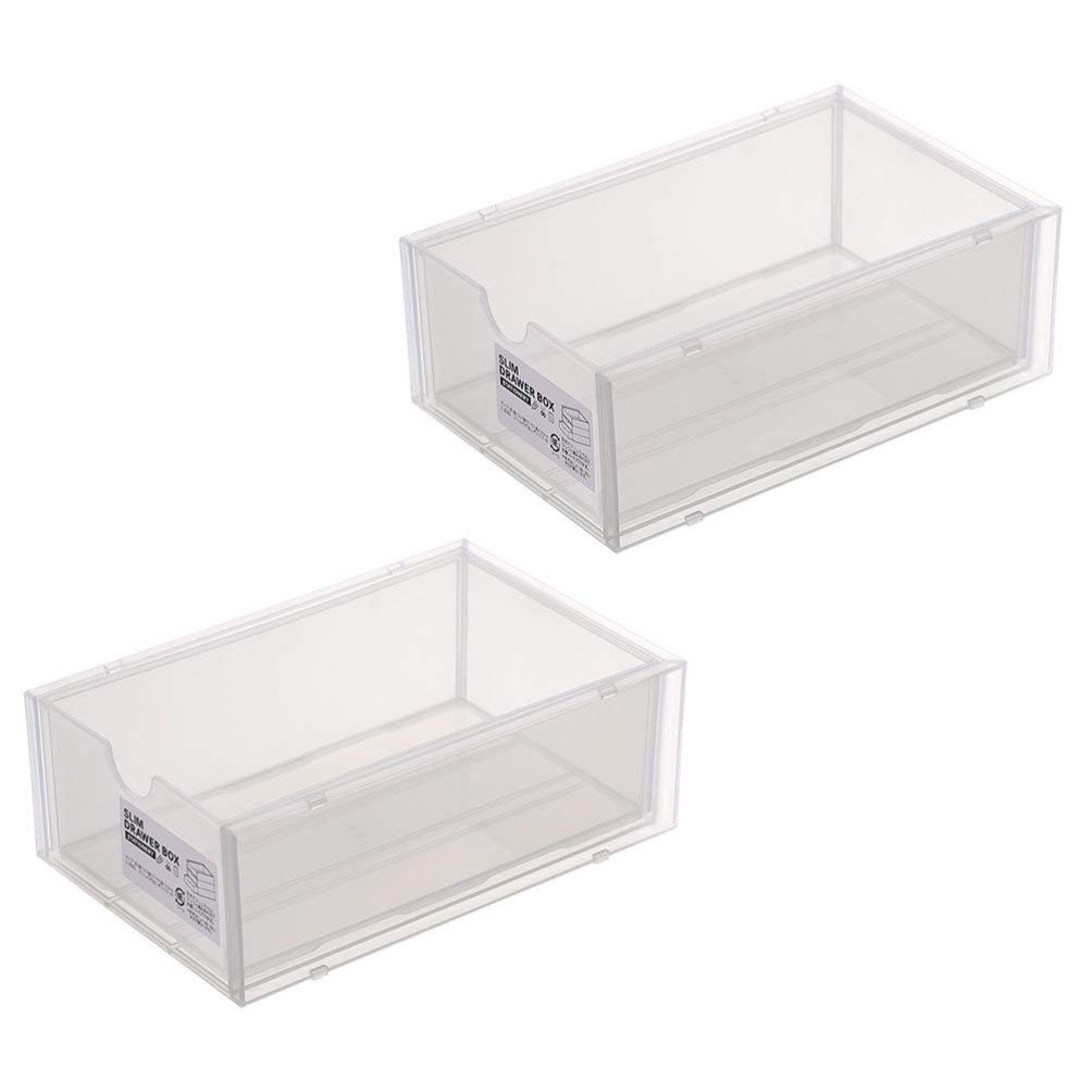 2-Pack Hemoton Stackable Plastic Storage Boxes - Modern Desktop Organizer for Makeup, Jewelry, Stationery & Office Supplies | Drawer & Bin Storage Solution for Home & Office Organization