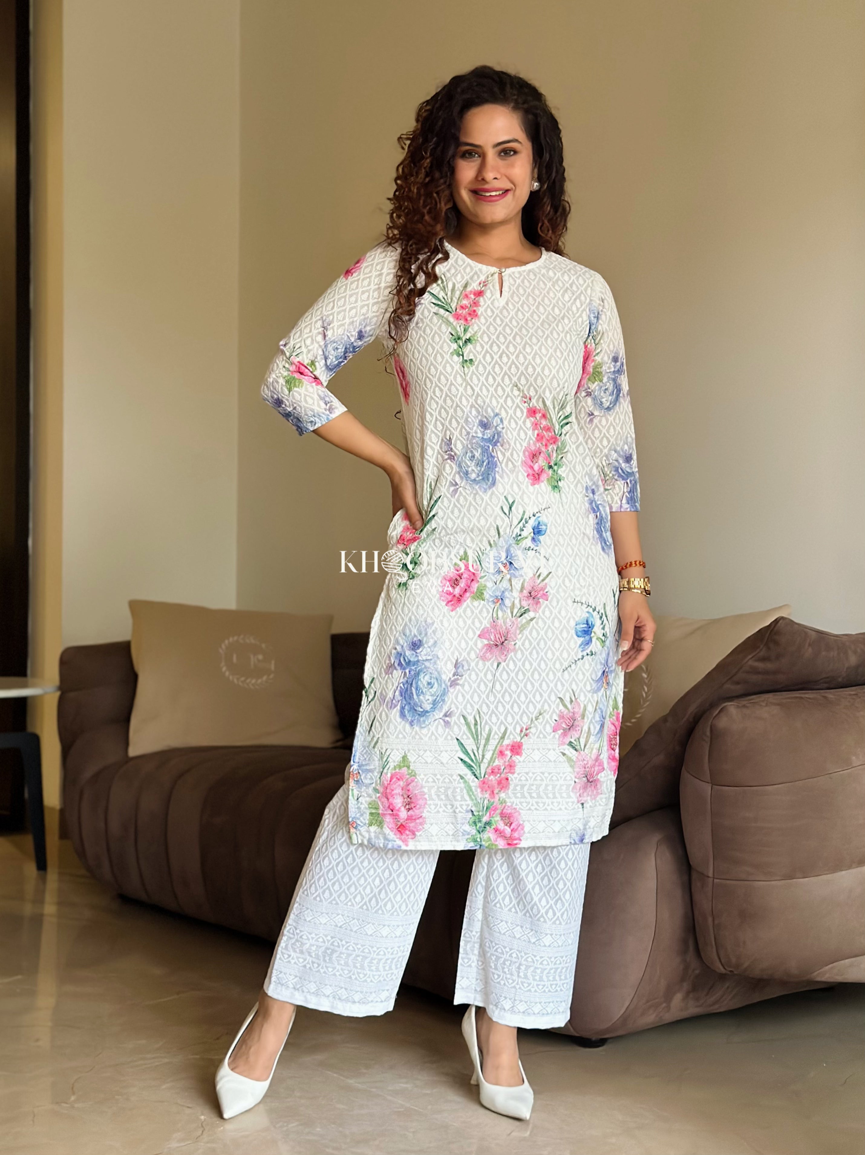 Premium Cotton White Kurta Set for Women - Soft & Comfortable Indian Ethnic Wear - Perfect for Festivals, Weddings & Casual Outings