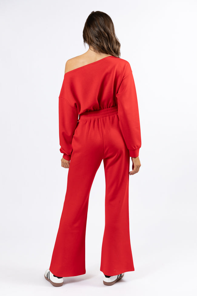 Stylish Red Boat Neck Jumpsuit for Women - Comfortable & Fashionable Outfit for Parties, Dates & Casual Wear | Final Sale