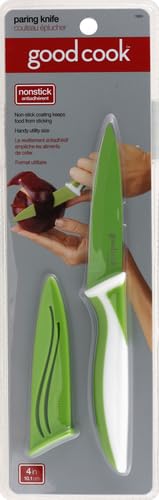 Goodcook 4-inch Nonstick Paring Knife - Sharp Green Kitchen Knife for Peeling, Slicing & Cutting Fruits Vegetables - Perfect for Home Cooking, Camping & Food Prep