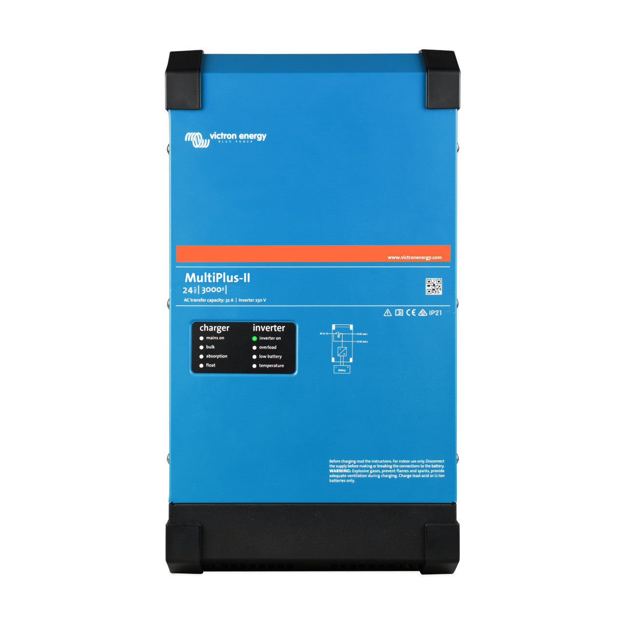 Victron Energy MultiPlus II 24V 3000VA 70A 120V Pure Sine Wave Inverter/Charger | UL Certified | PMP242305102 | for RVs, Boats & Off-Grid Solar Power Systems