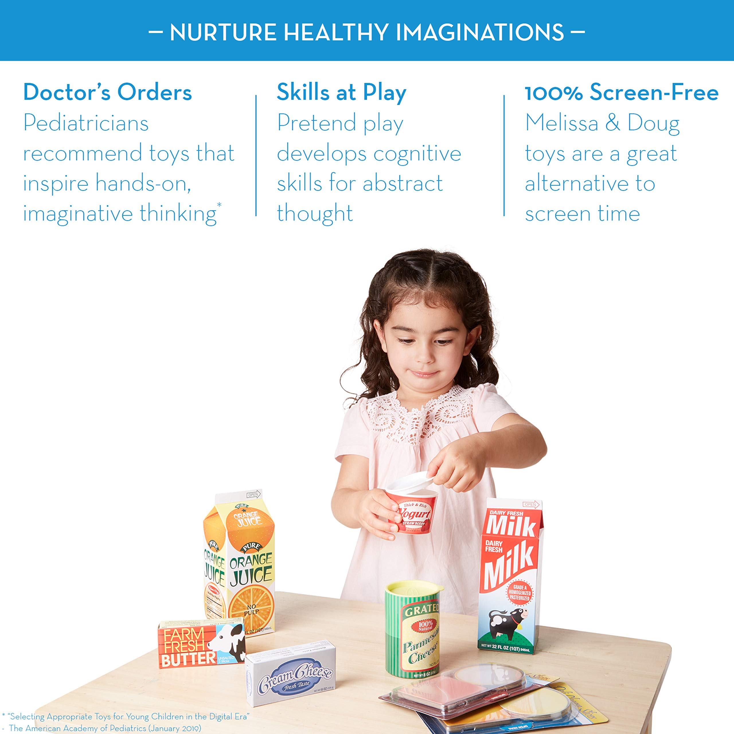 Melissa & Doug Wooden Fresh Mart Grocery Store Playset - FSC-Certified Pretend Play Supermarket with Fridge & Play Food Cartons - Perfect for Kids Role Play, Learning & Imaginative Play at Home or Classroom