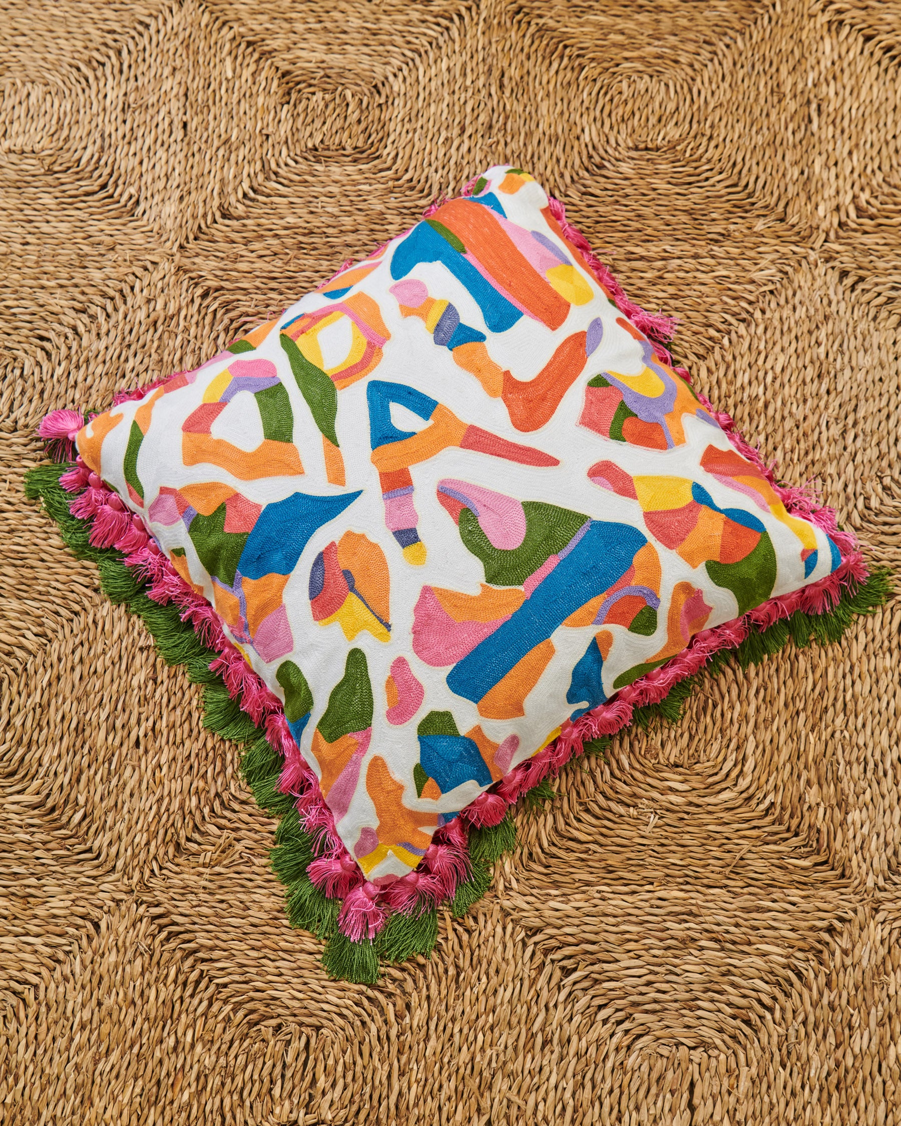 Kip&Co x Jenny Kee Opal Oz Pax Embroidered Cushion Cover | Stylish Bohemian Home Decor for Living Room, Bedroom & Sofa