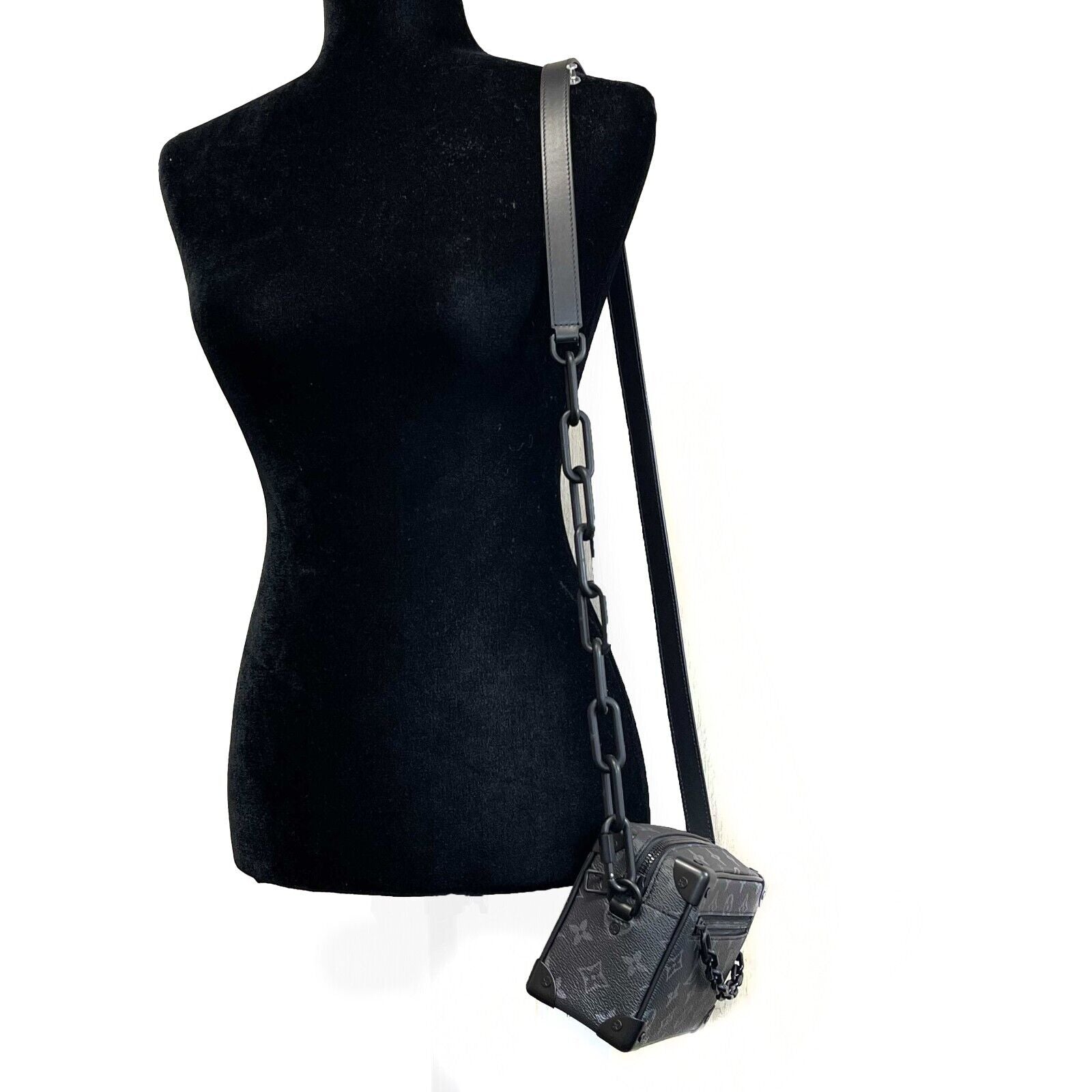 Louis Vuitton Monogram Eclipse Black Soft Trunk Crossbody Bag - Luxury Designer Handbag for Women, Perfect for Date Night & Evening Events