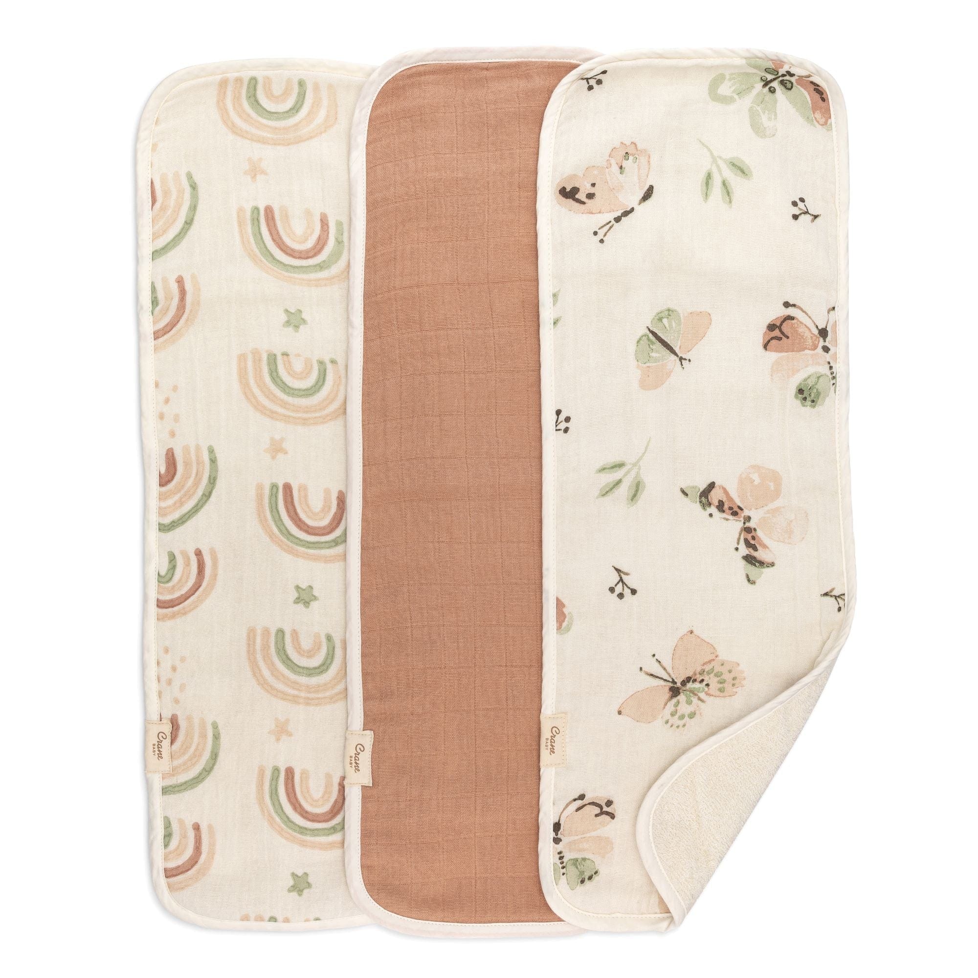 Premium Crane Parker 3-Piece Burp Cloths Set - Ultra Absorbent Baby Spit-Up Cloths for Newborns & Infants - Soft & Gentle on Baby's Skin - Perfect for Feeding, Burping & Diaper Changes