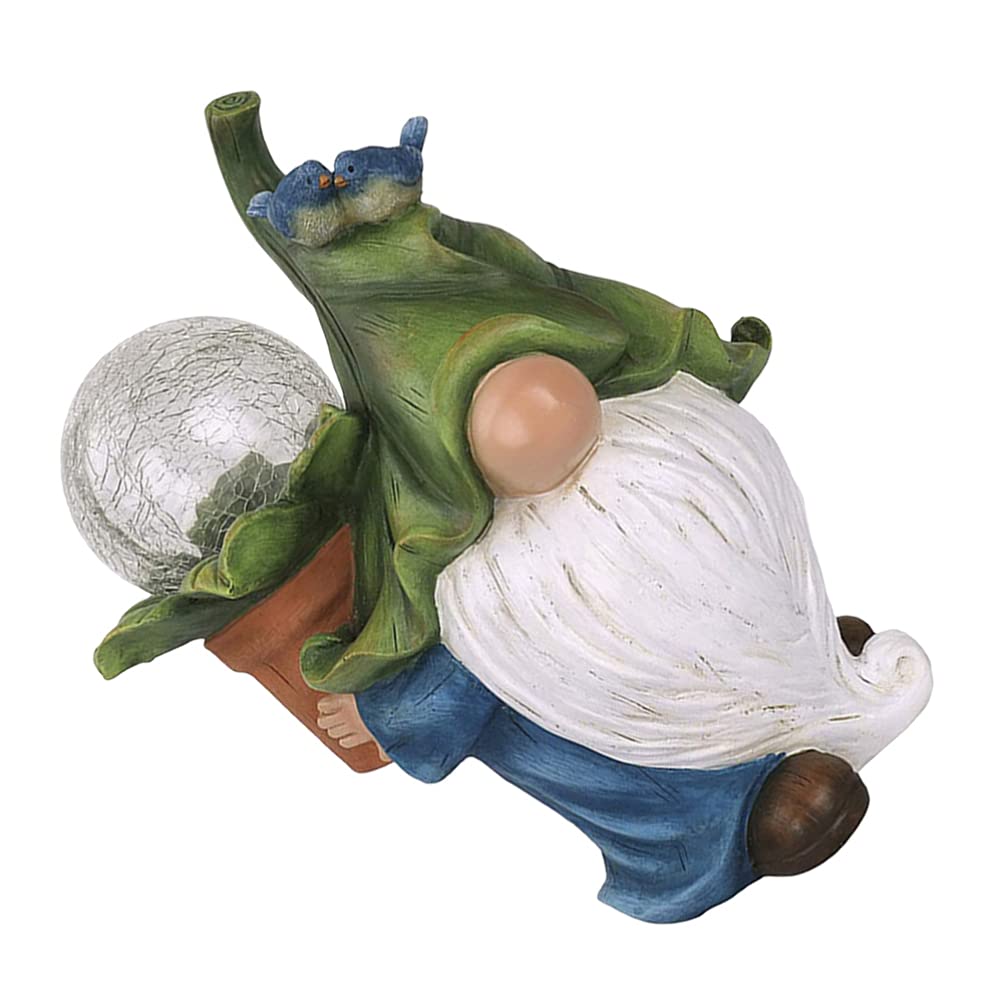 NUOBESTY Solar LED Garden Gnome Statue - 16 Inch Resin Dwarf Figurine with Solar Lights for Outdoor Patio, Yard, Lawn & Porch Decor | Weatherproof Garden Decor for Home, Halloween & Christmas Displays
