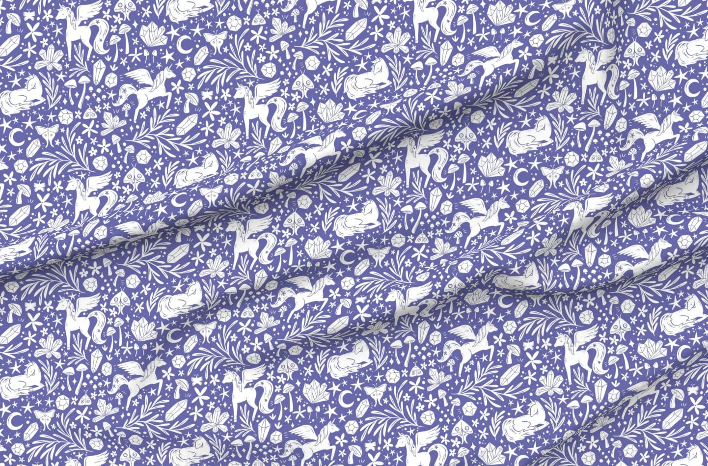 Mystical Unicorn Night Forest Woodland Whimsical Printed Minky Fabric by The Yard - Soft Sewing Material for Baby Blankets, Quilt Backing & Plush Toys - Perfect for DIY Crafts, Nursery Decor & Gift Making