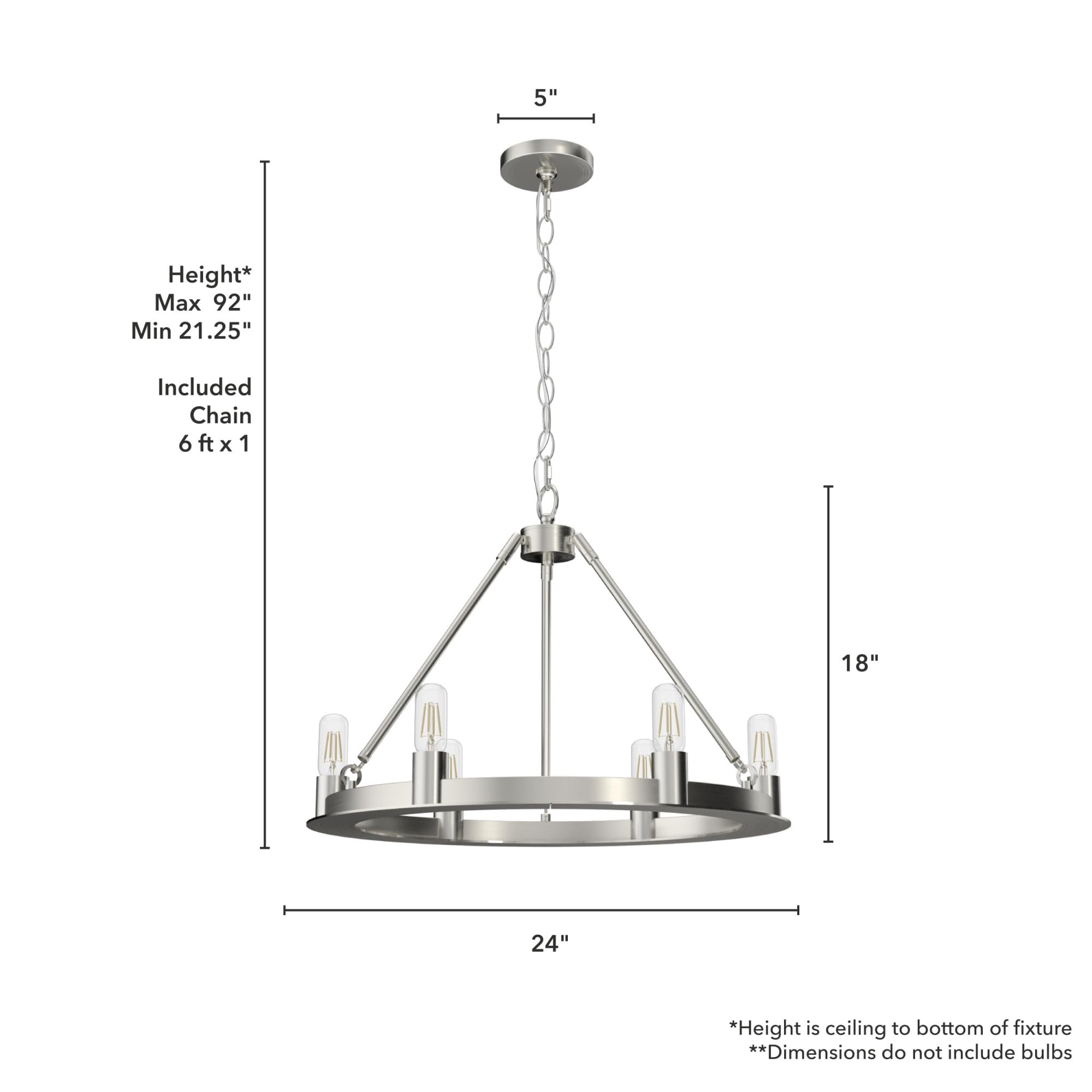 Hunter Fan Company 19033 Saddlewood Chandelier - Natural Iron Finish, 5-Light Ceiling Fixture with Clear Glass Shades - Perfect for Farmhouse, Rustic & Traditional Dining Room Lighting