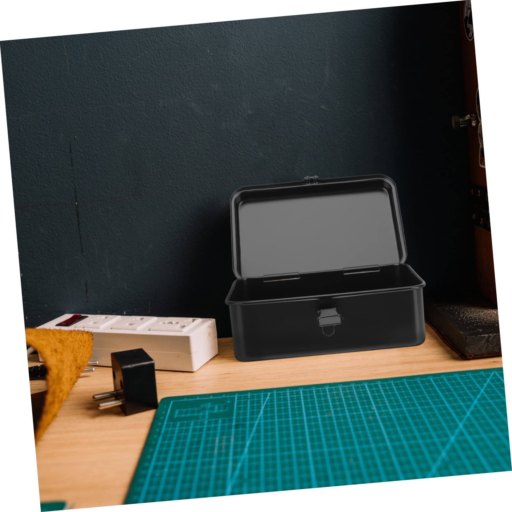 Lockable Metal Toolbox with Organizer - Heavy Duty Sheet Metal Tool Storage Box for Mini Tools & Small Parts - Portable Hand Carry Toolbox for DIY, Garage, Workshop & Home Organization
