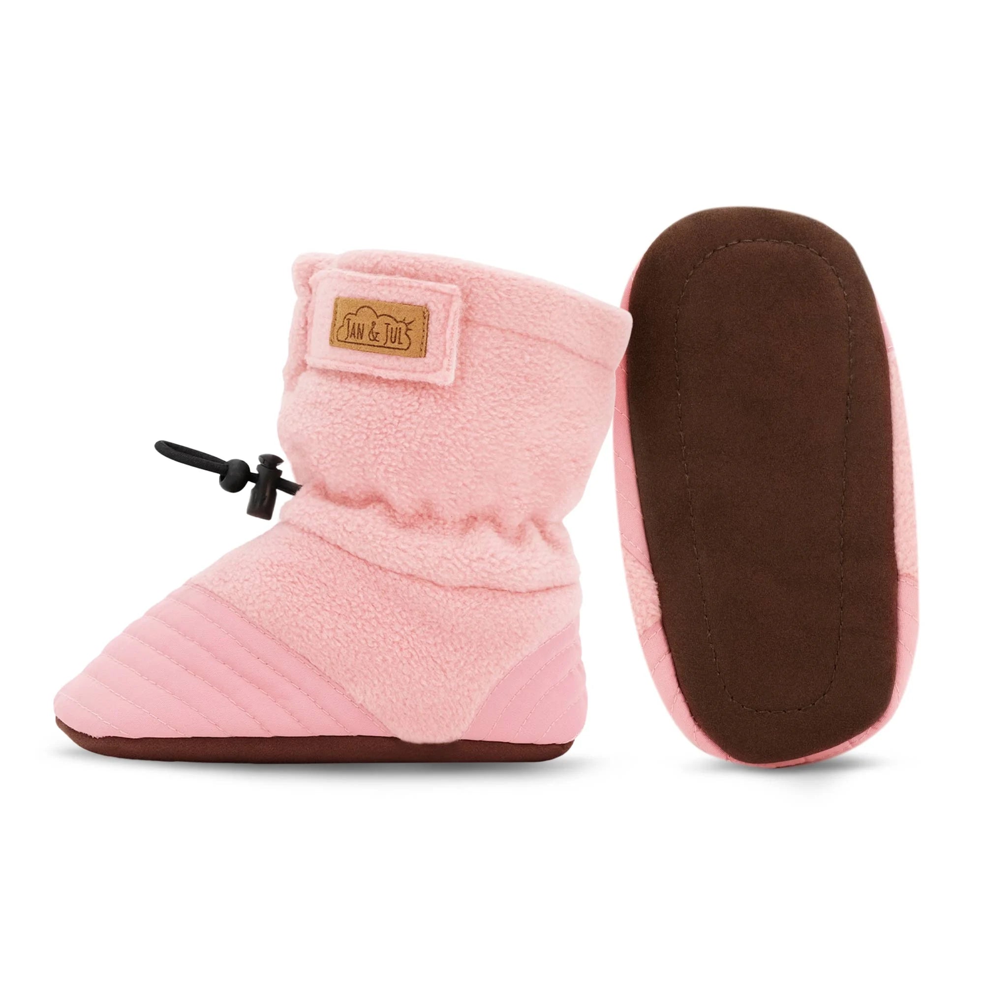 Jan & Jul Dusty Pink Stay Put Cozy Booties - Non-Slip Baby Booties for Girls & Boys - Perfect for Indoor Play, Winter Walks & Photo Shoots