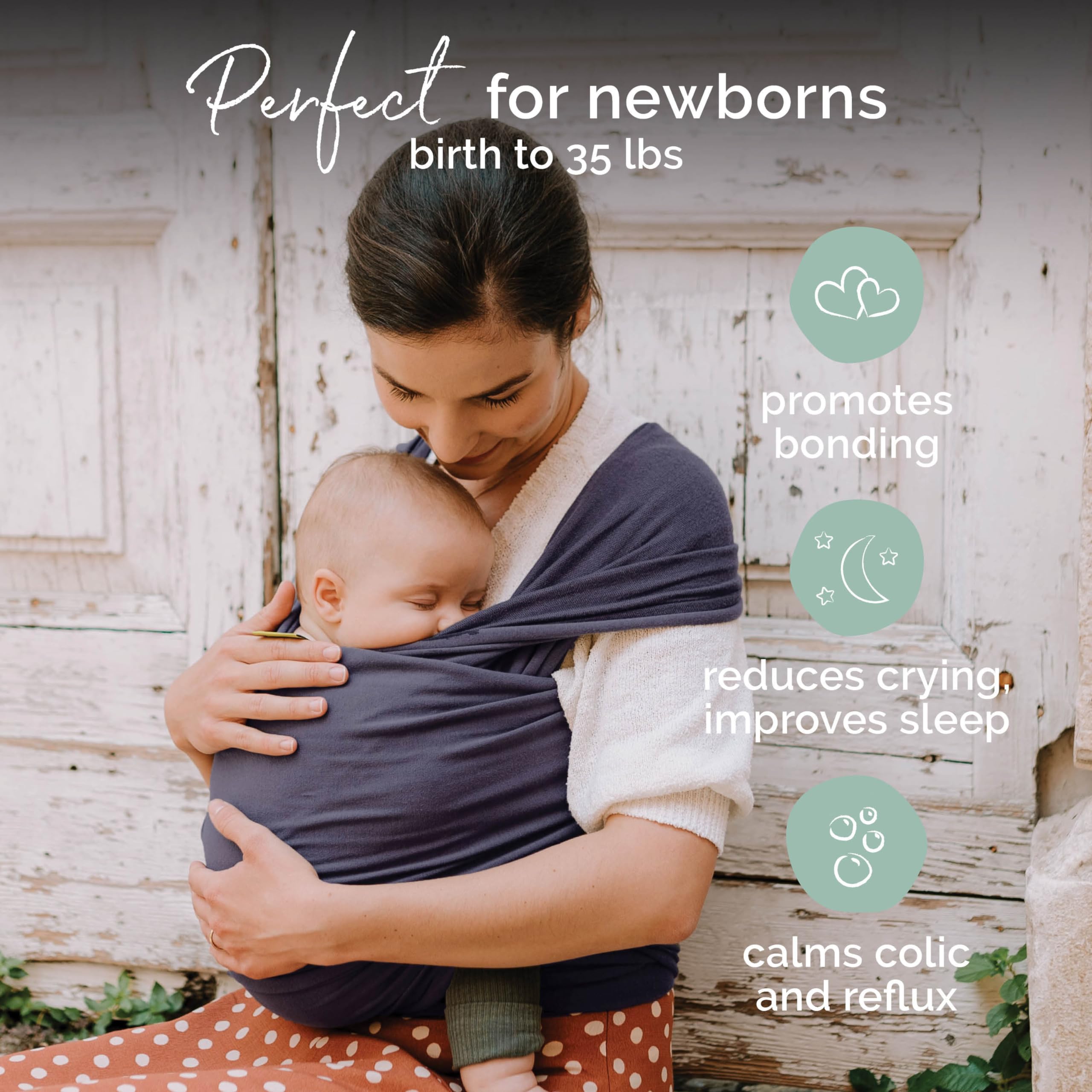 Organic Baby Wrap Carrier - Soft & Breathable Baby Sling for Newborn to Toddler (0-24 Months) - Hands-Free Infant Holder for Nursing, Shopping & Outdoor Activities - Dark Grey