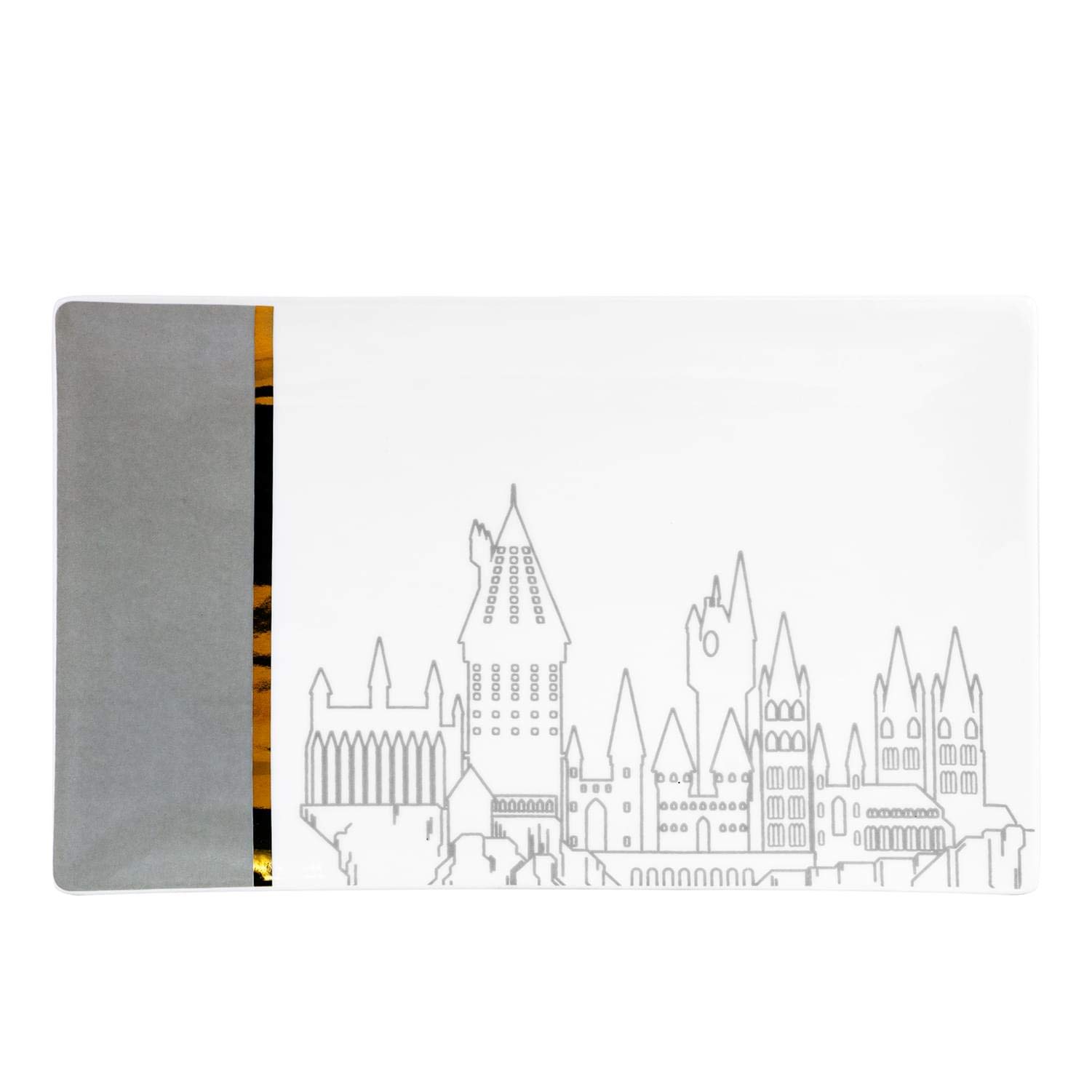 Harry Potter Hogwarts Grey & Gold Ceramic Serving Platter - Official Wizarding World Dinnerware for Parties, Holidays & Collectors | Perfect for Cheese, Charcuterie & Appetizers