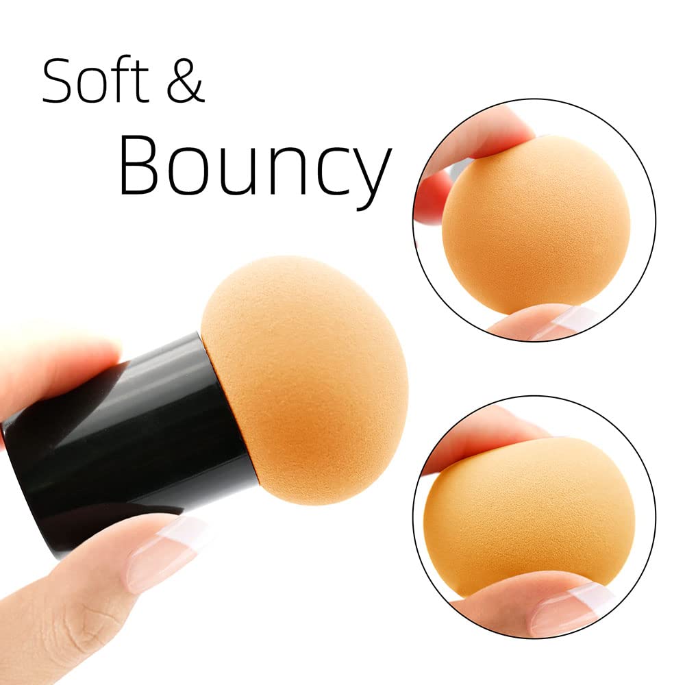 Dolovemk Mushroom Head Makeup Puff Brush with Handle - Powder Sponge Blender for Flawless Finish
