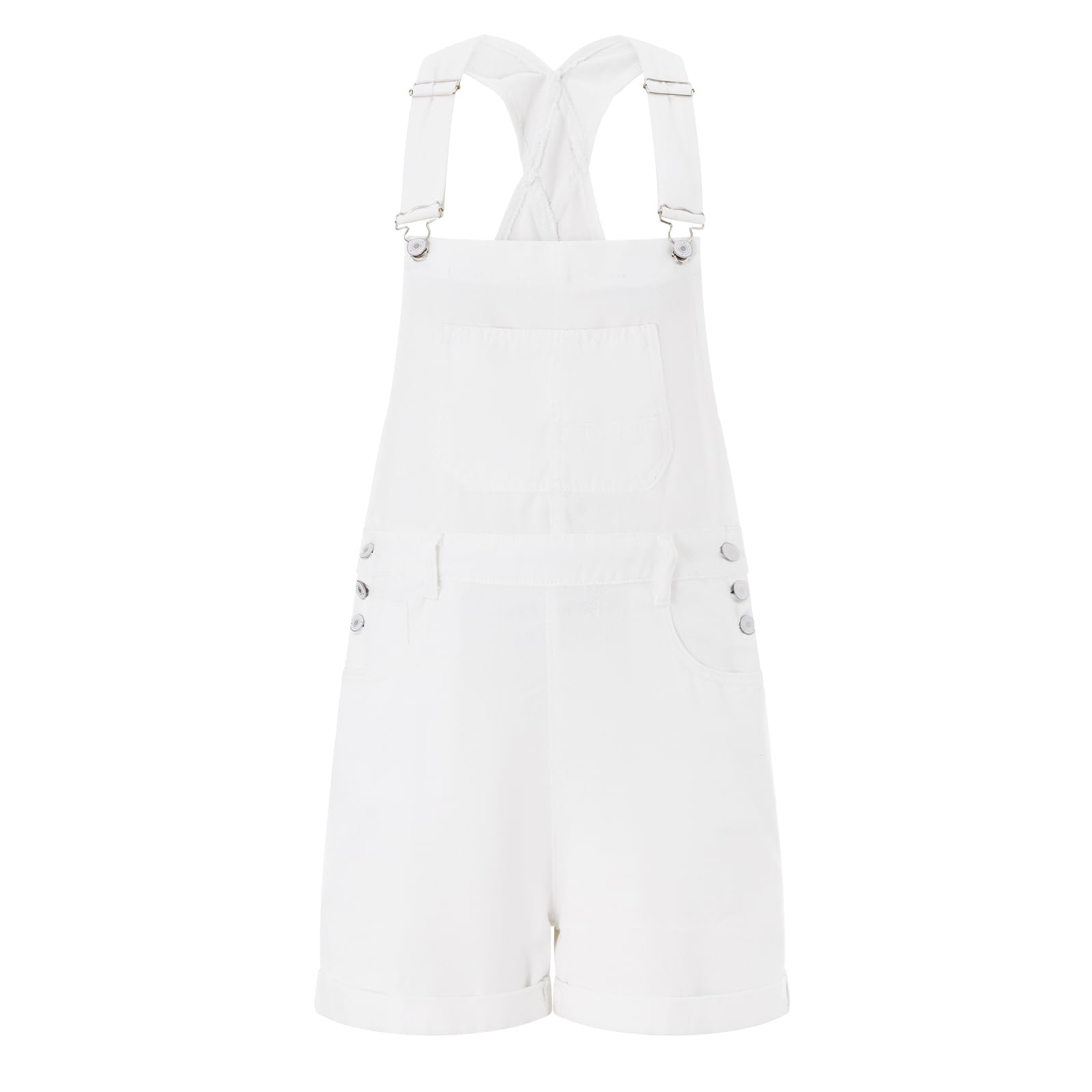 Women's Denim Bib Overalls with Adjustable Straps & Pockets - Casual Jean Romper Shorts with Rolled Cuffs | Perfect for Summer Outfits, Outdoor Activities & Country Style Fashion