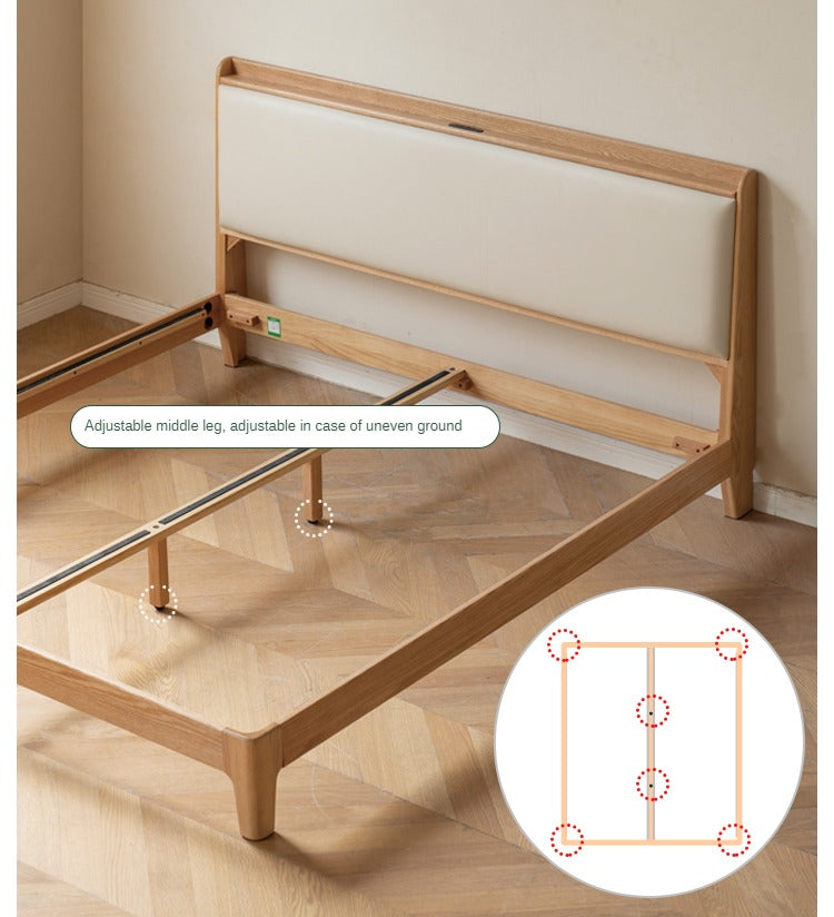 Solid Oak Wood Modern Minimalist Bed Frame - Durable & Stylish for Bedroom, Guest Room, or Studio Apartment