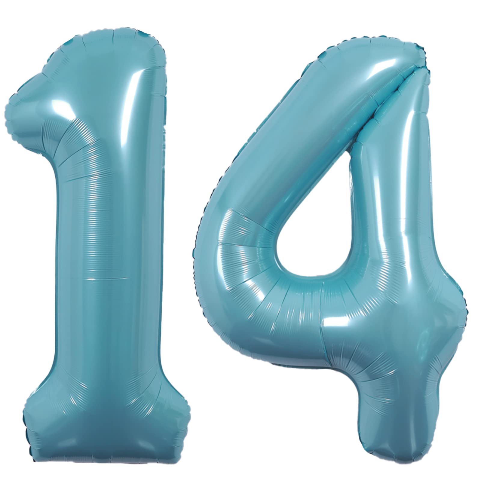 40 Inch Giant Blue Macaron Number 14 Balloon - Helium Mylar Foil Birthday Decorations for Kids & Adults - Perfect for 14th Birthday Parties, Anniversaries & Milestone Celebrations - Great for Photo Backdrops, Party Centerpieces & Room Decor