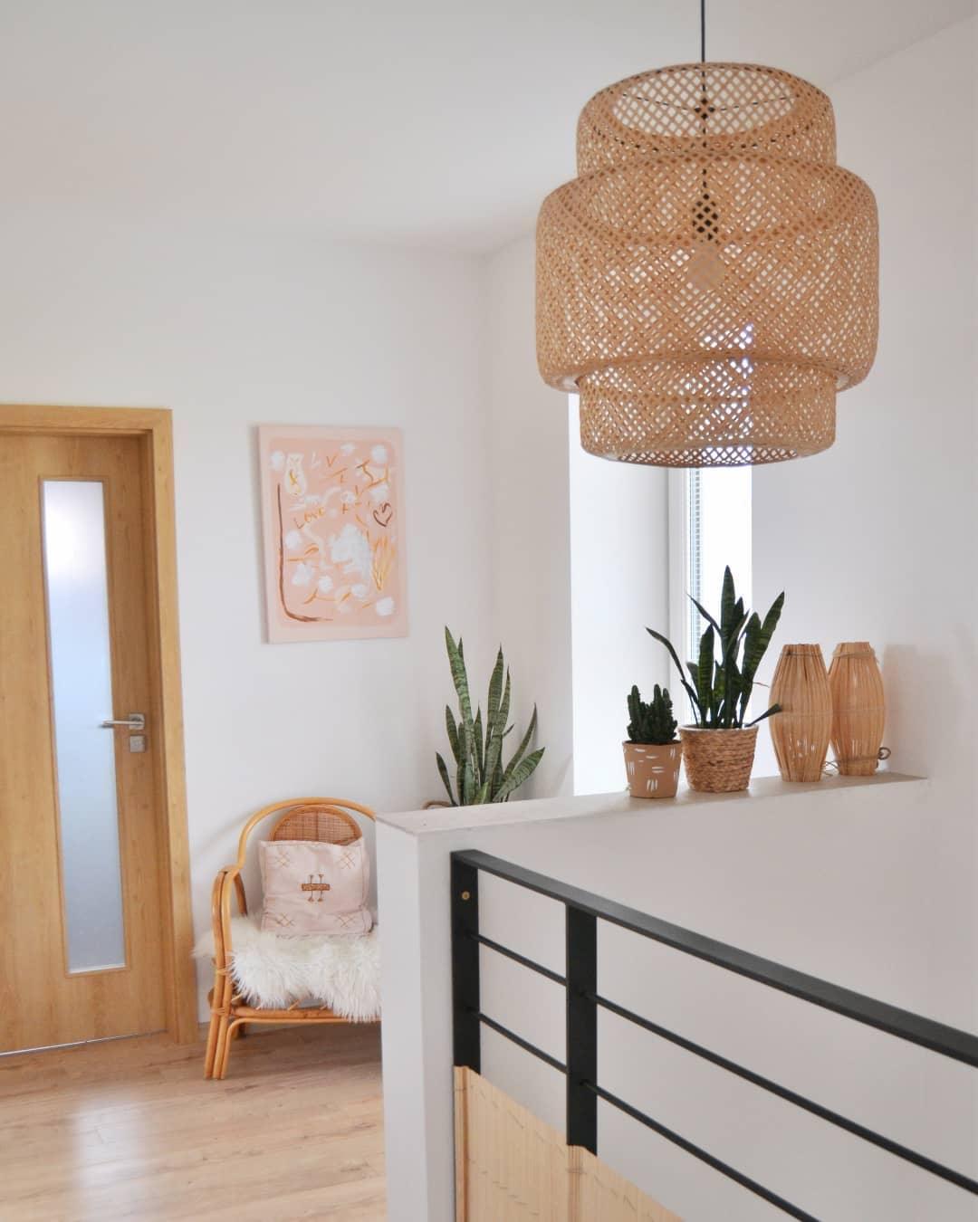 Modern Bamboo Pendant Light Fixture - Handwoven Natural Rattan Hanging Lamp for Kitchen Island, Dining Room & Bedroom Decor - Eco-Friendly Lighting Solution