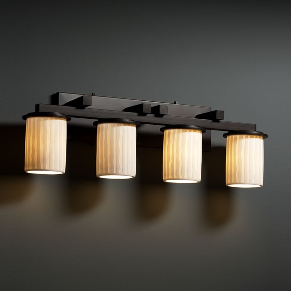 Justice Design Group POR-8774-10-BMBO-MBLK Limoges Collection Dakota 4-Light Straight Bath Bar - Modern Bathroom Vanity Lighting for Bathroom, Powder Room & Spa Decor