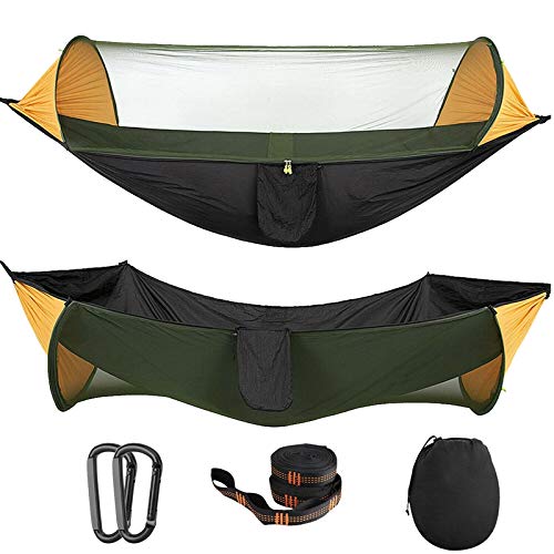 Portable Camping Hammock with Mosquito Net - Lightweight Hiking & Backpacking Hammock Tent - Yellow & Black Outdoor Gear for Camping, Backyard Relaxation & Travel Adventures