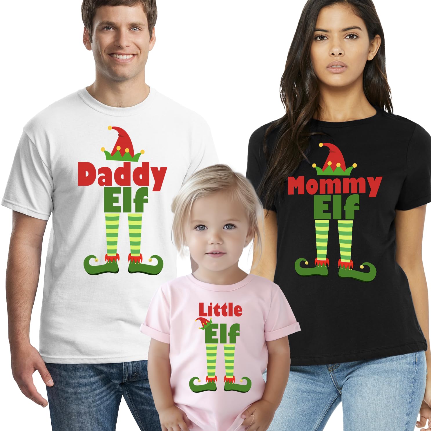 Christmas Matching Family T-Shirts Set - Custom Personalized Elf Themed Holiday Shirts | Perfect for Family Photos, Christmas Parties & Festive Gift Giving