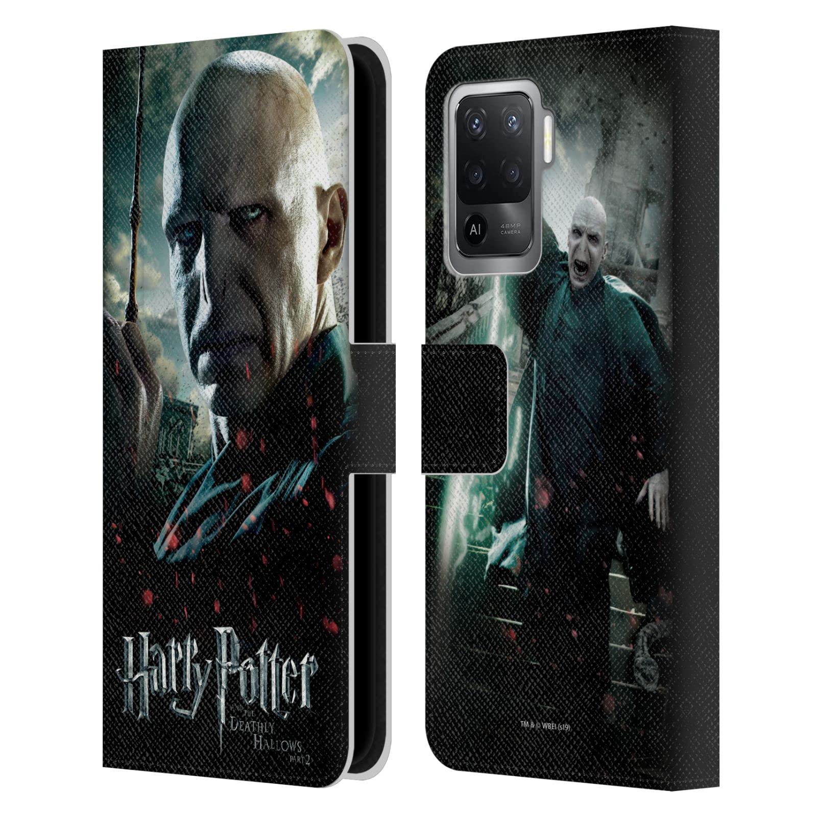 Harry Potter Voldemort Deathly Hallows VIII Leather Book Wallet Case Cover for Oppo A94 - Official Licensed Phone Protection for Fans