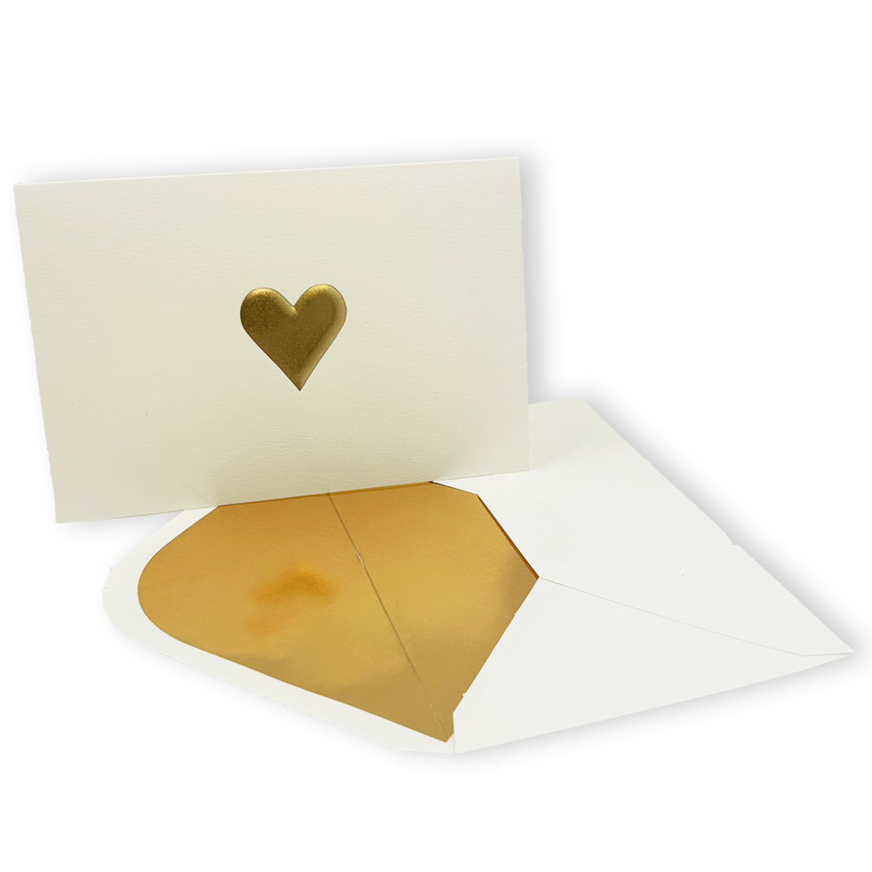 Golden Heart Embossed Note Cards Set - Elegant Thank You Cards with Foil Design for Weddings, Birthdays & Special Occasions - Premium Stationery for Handwritten Letters & Gifts